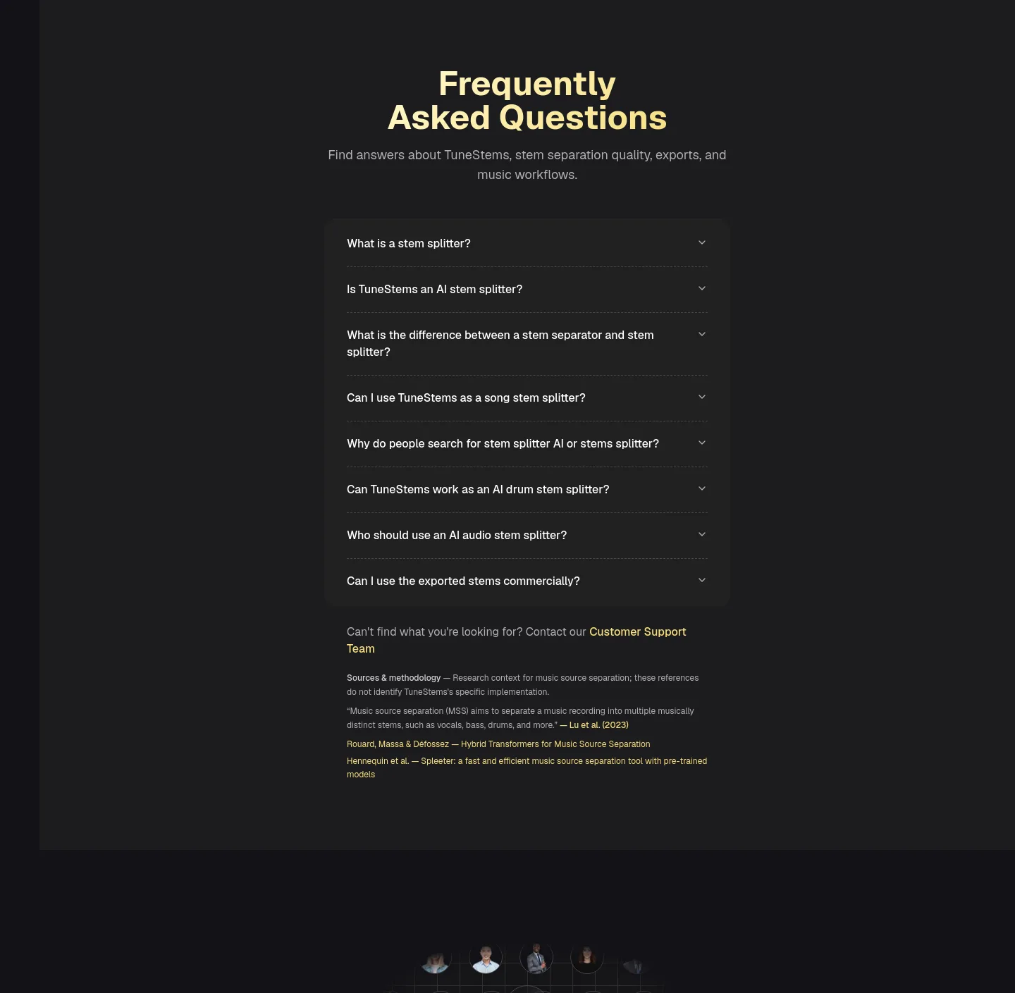 tunestems.com FAQ section