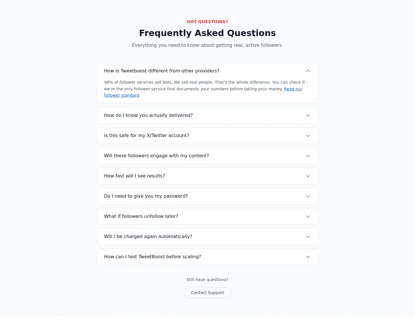 tweetboost.ai FAQ section