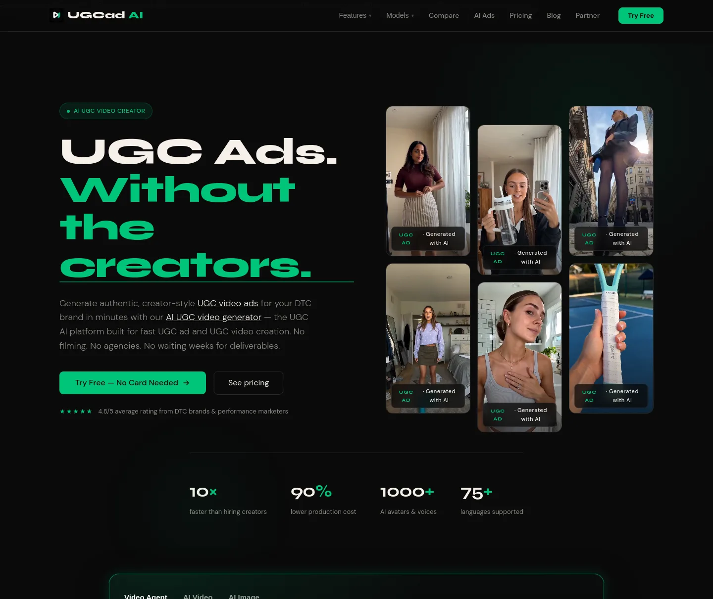 ugcad.ai — a measured funnel