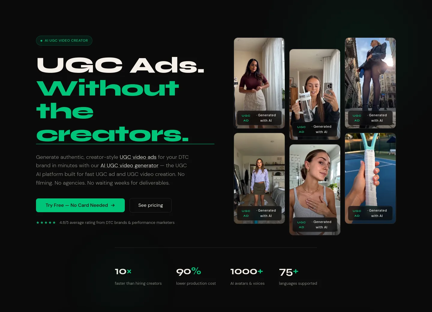 ugcad.ai — a real Hero section