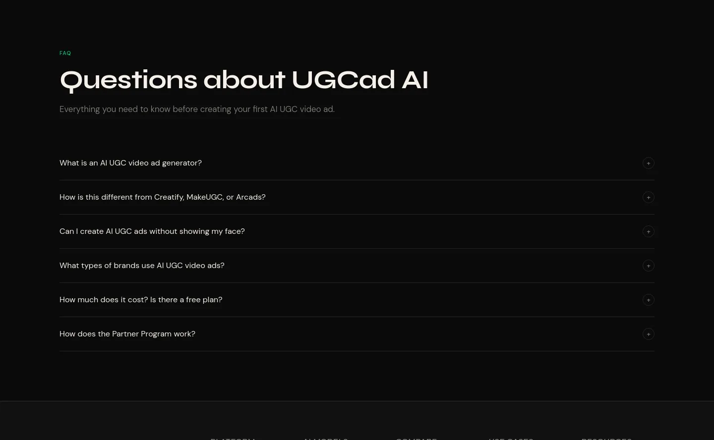 ugcad.ai FAQ section