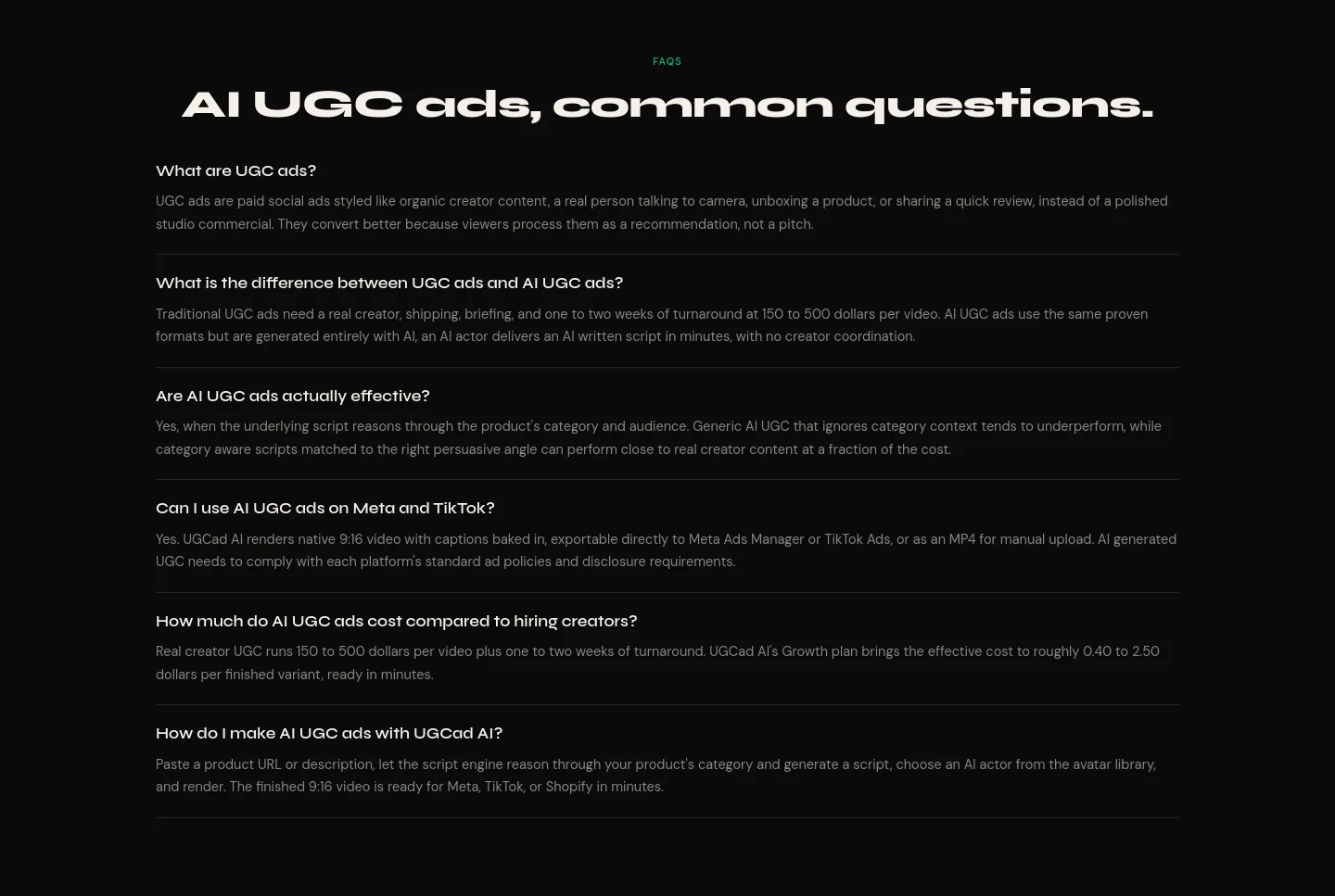 ugcad.ai FAQ section