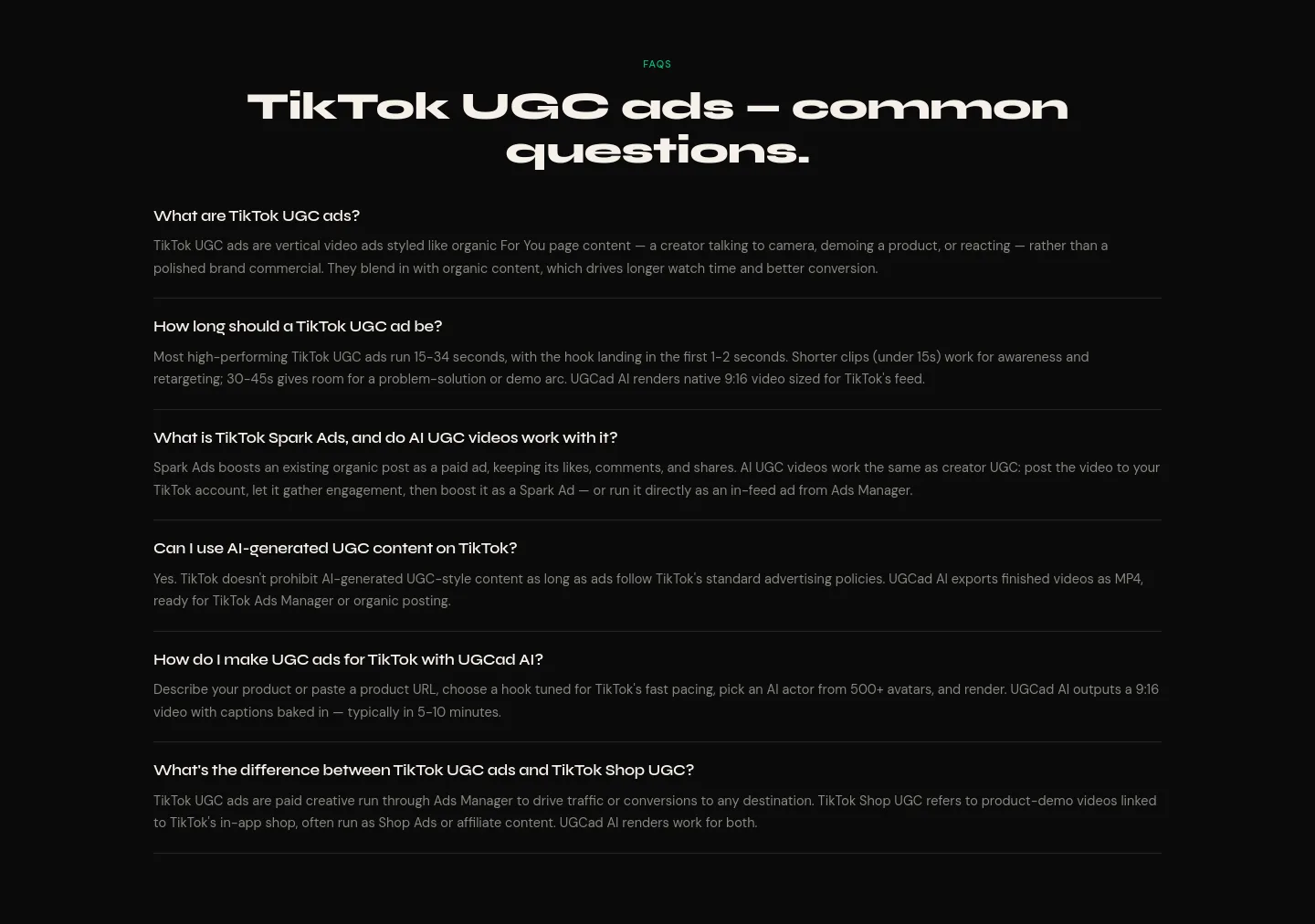 ugcad.ai FAQ section