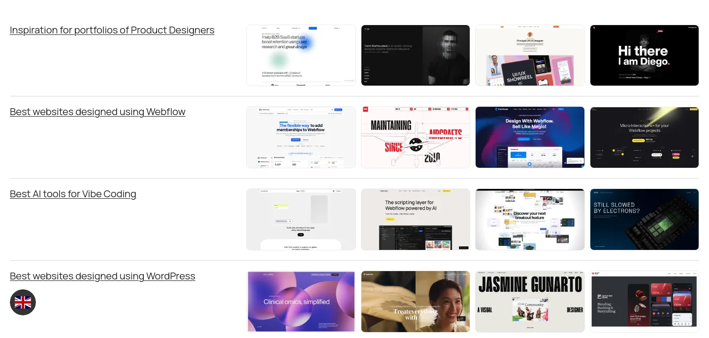 uiuxshowcase.com — a real Features section