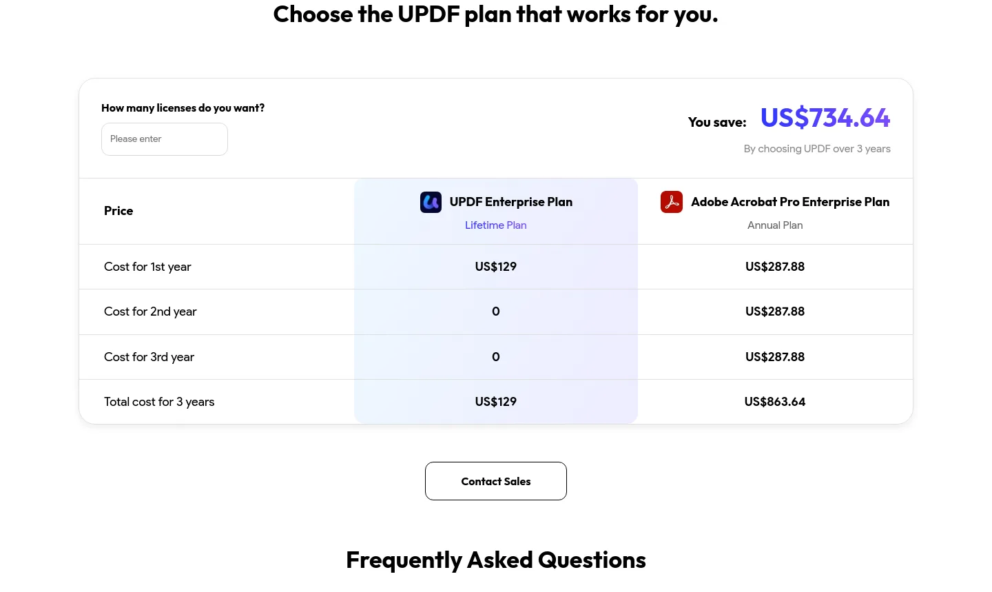 updf.com Pricing section