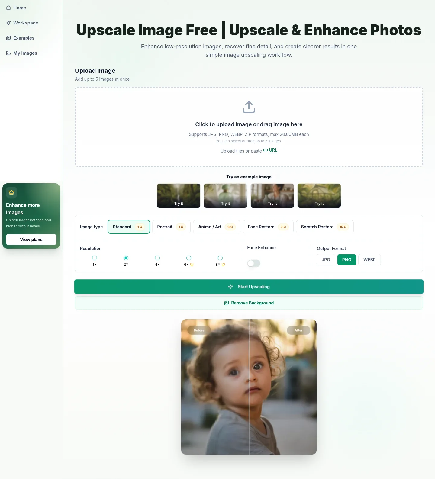 upscaleimg.org — a real Hero section