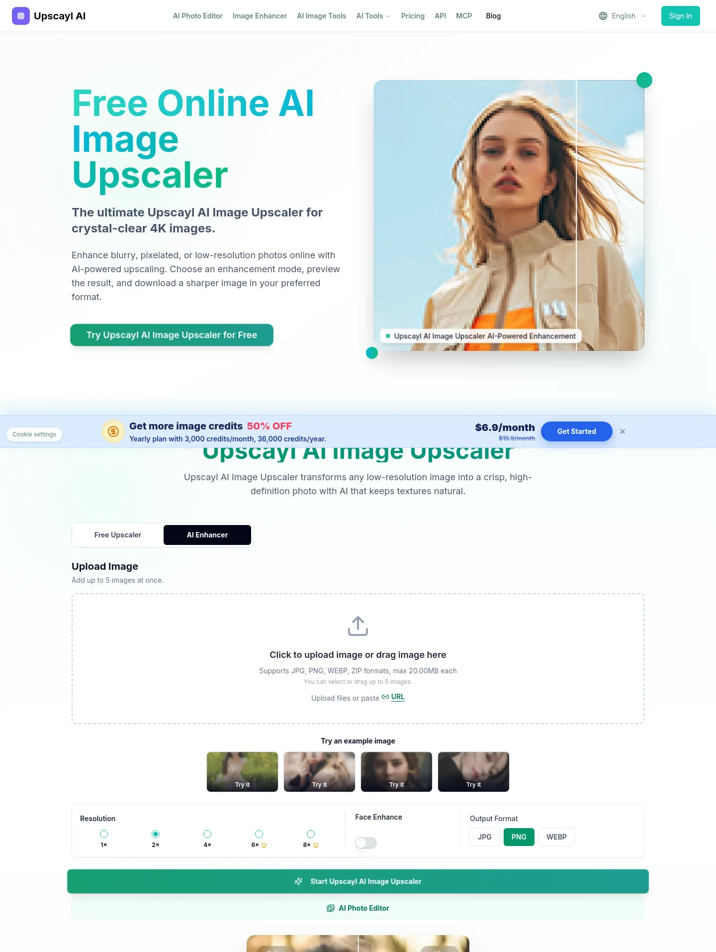 upscayl.app — Hero + Logo Wall + Pricing + FAQ