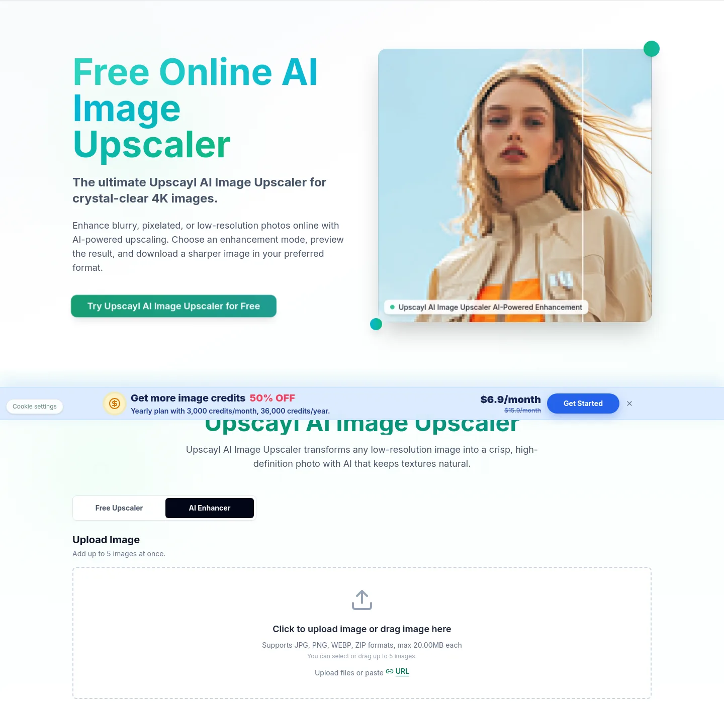 upscayl.app — a real Hero section