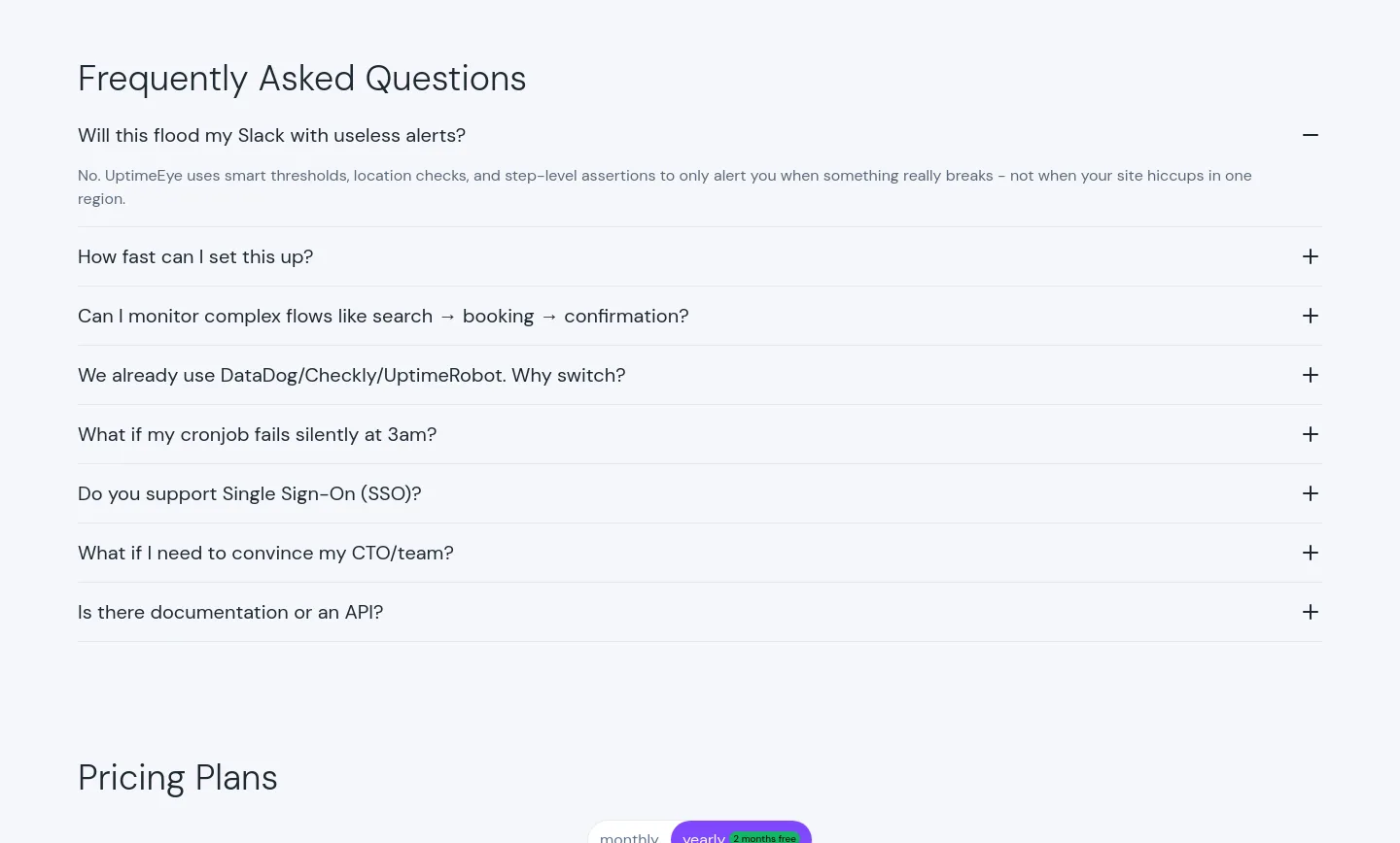 uptimeeye.com FAQ section