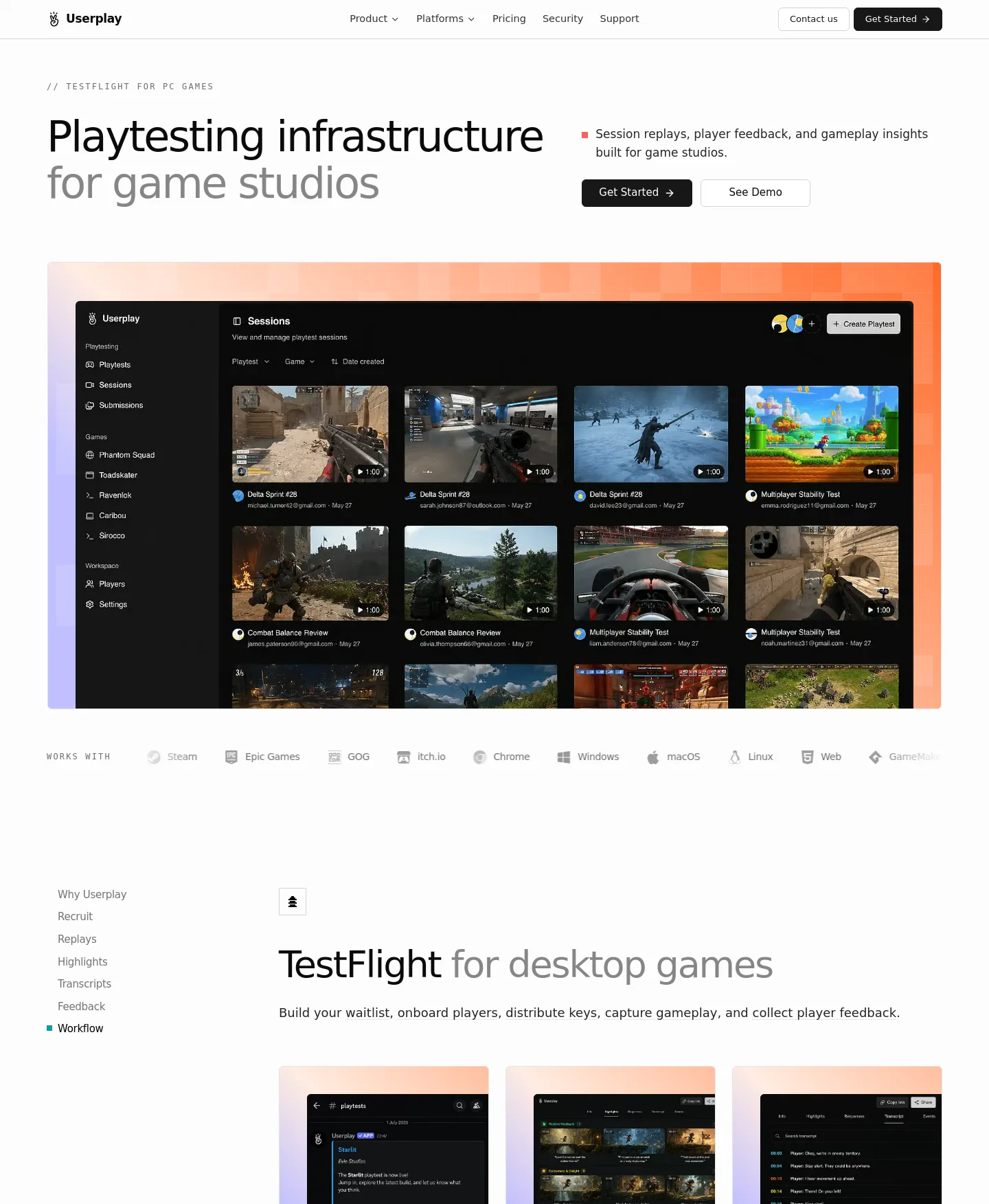 userplay.io — a measured funnel