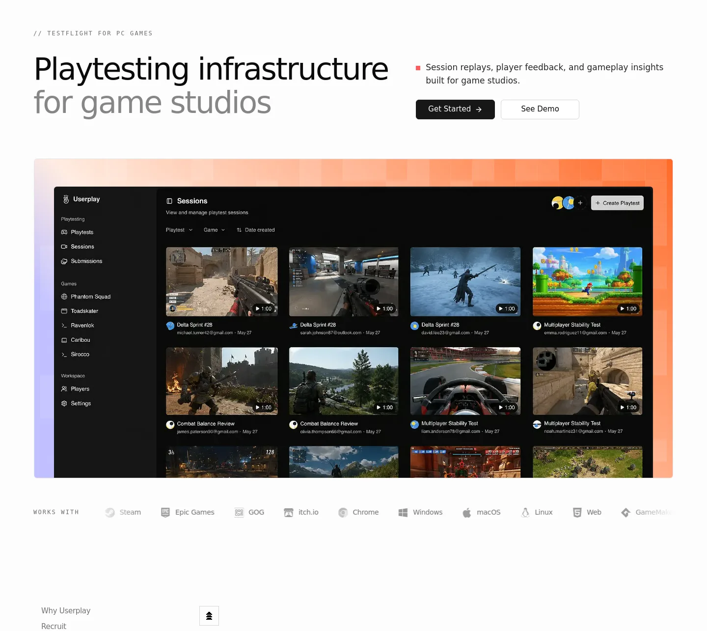 userplay.io — a real Hero section