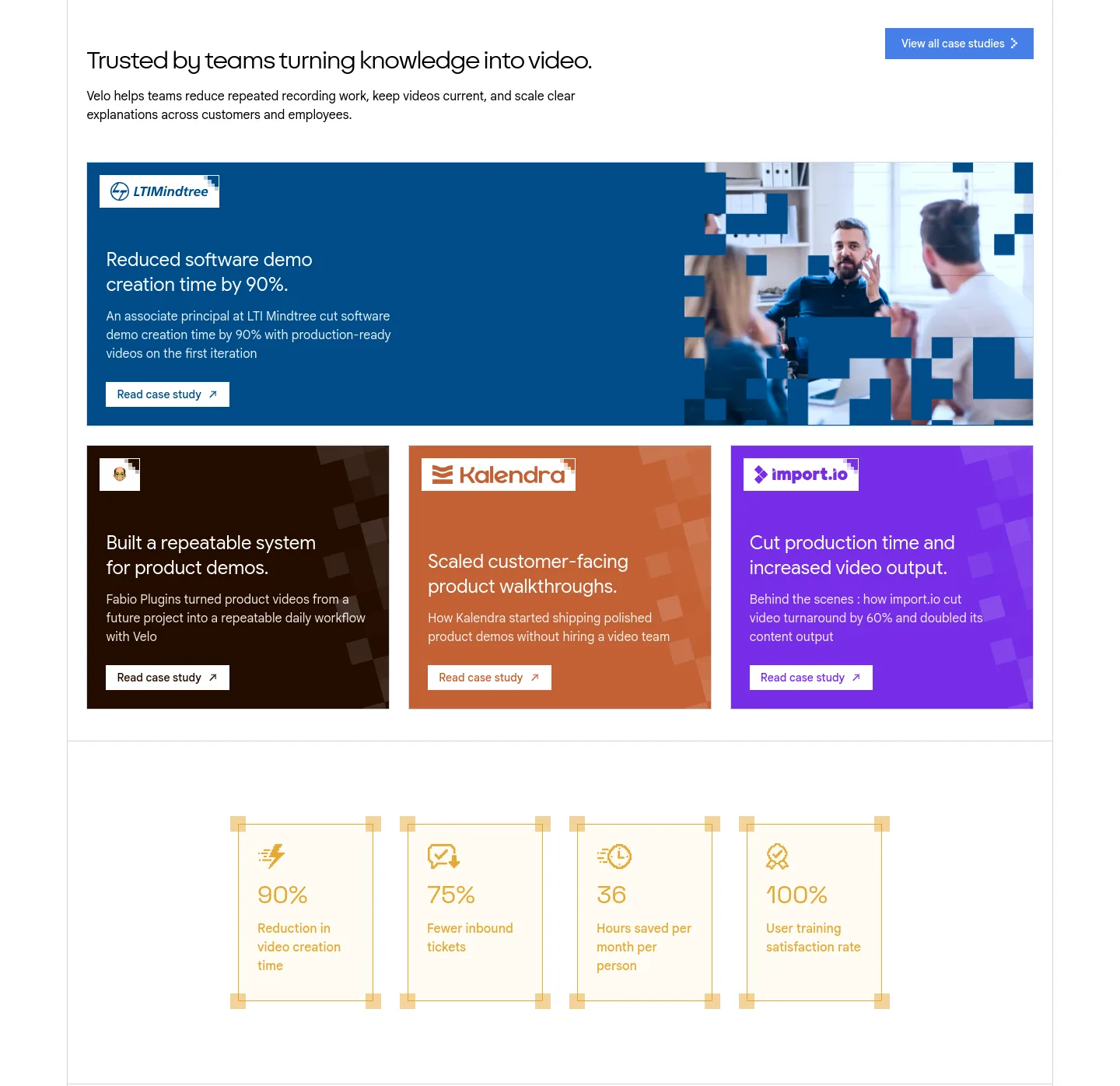 usevelo.ai — a real Logo Wall section
