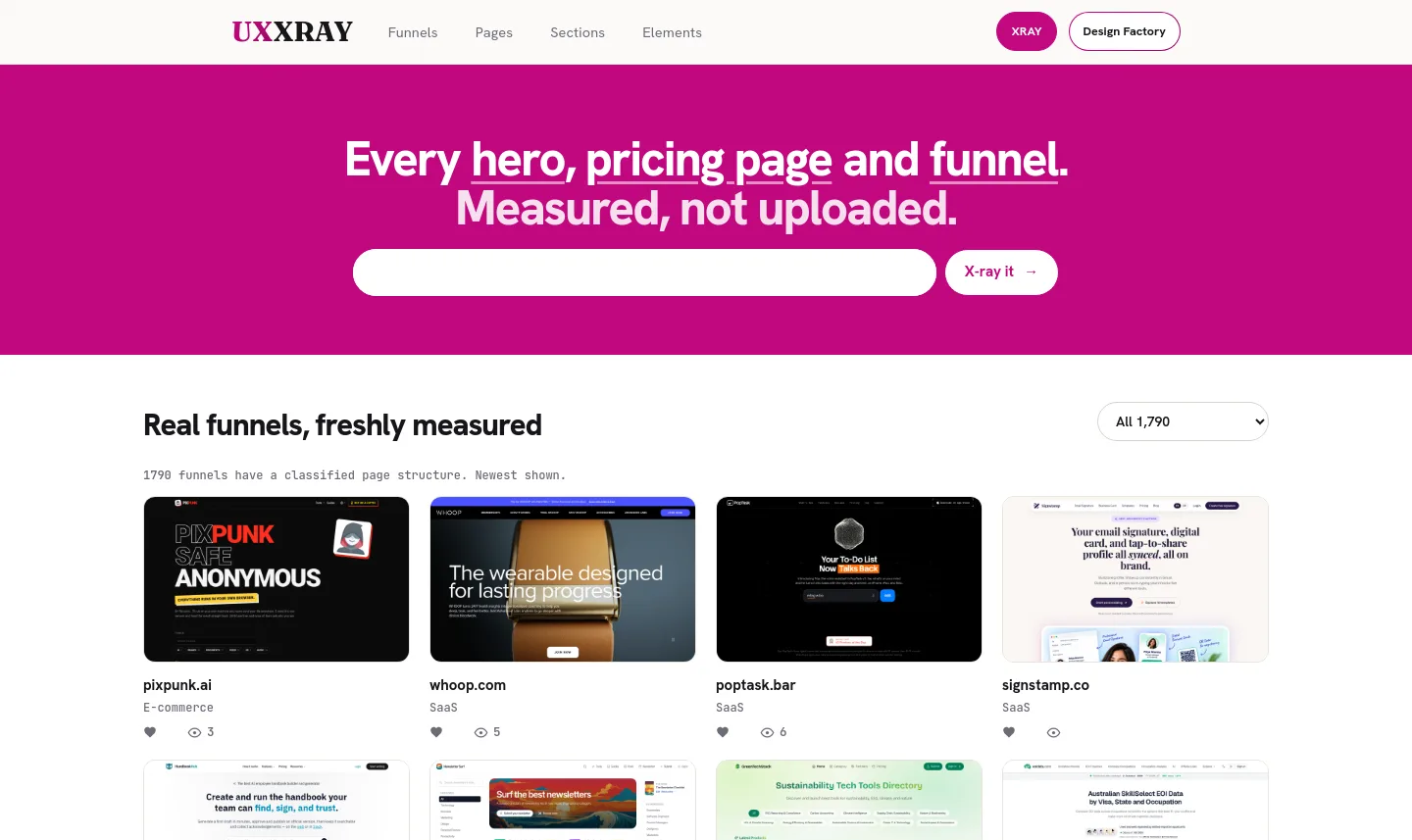 uxxray.com — a measured funnel