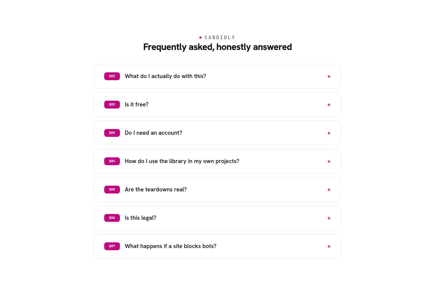 uxxray.com — a real FAQ section