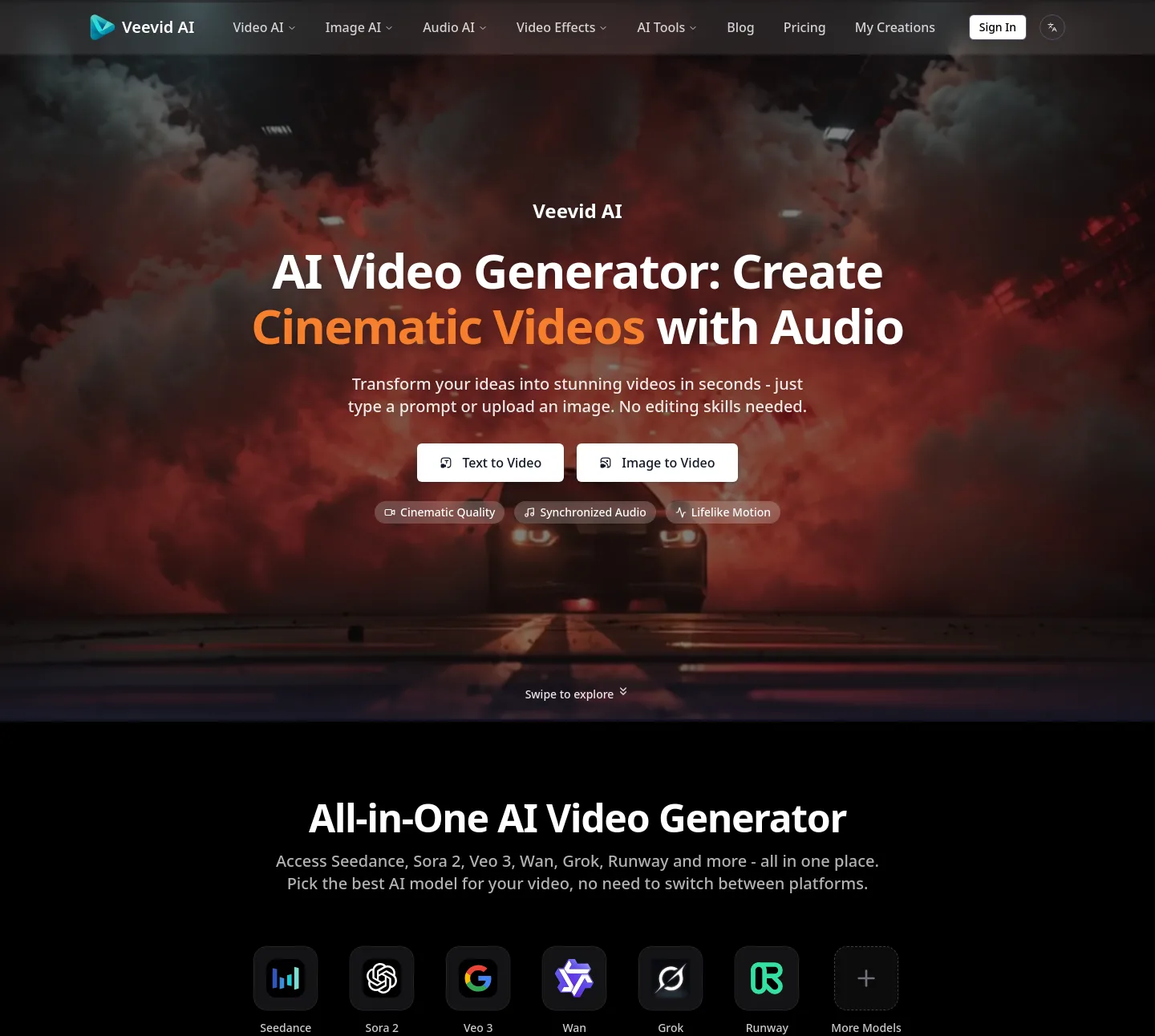 veevid.ai — a real Hero section
