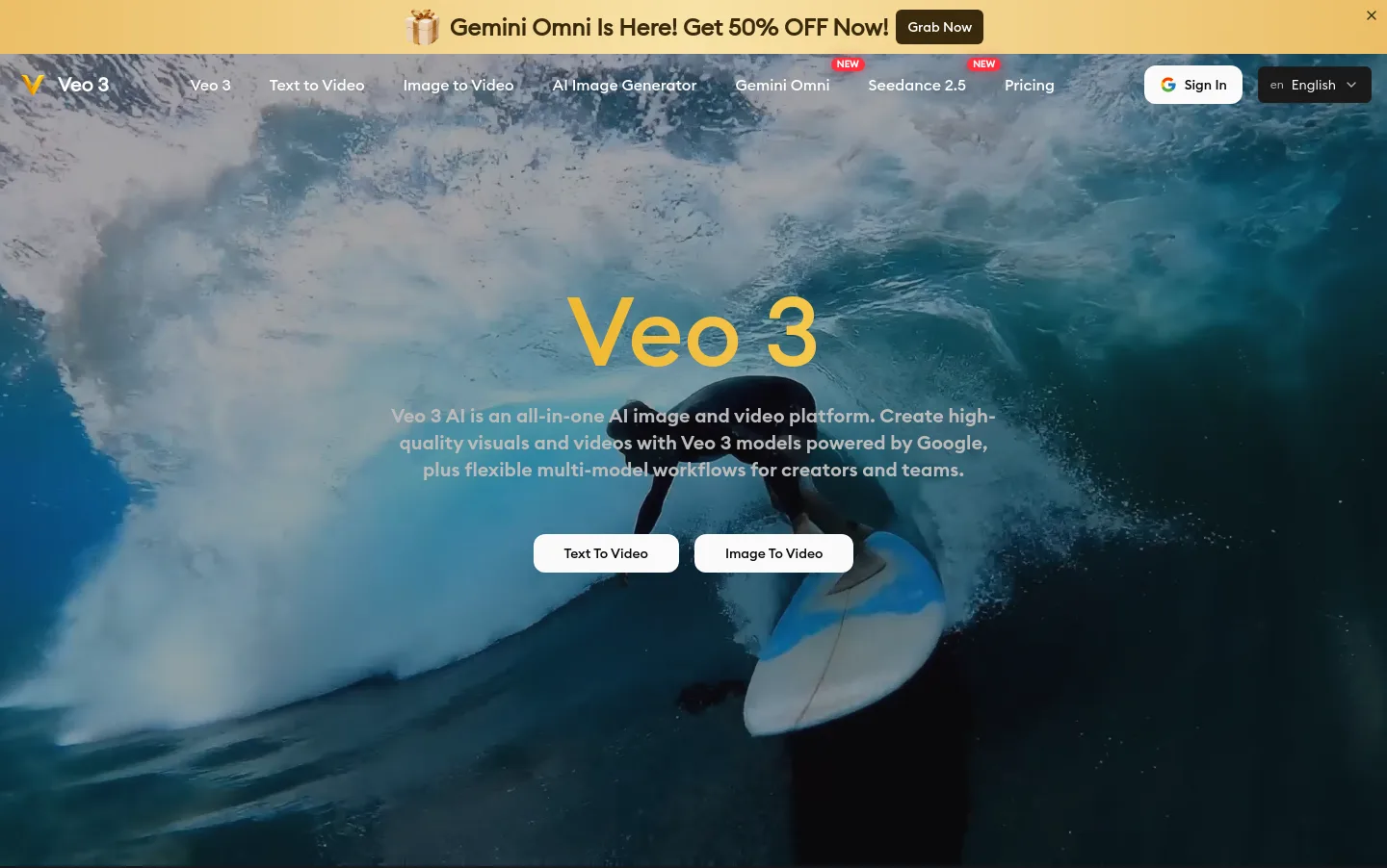 veo3-ai.io — a real Hero section