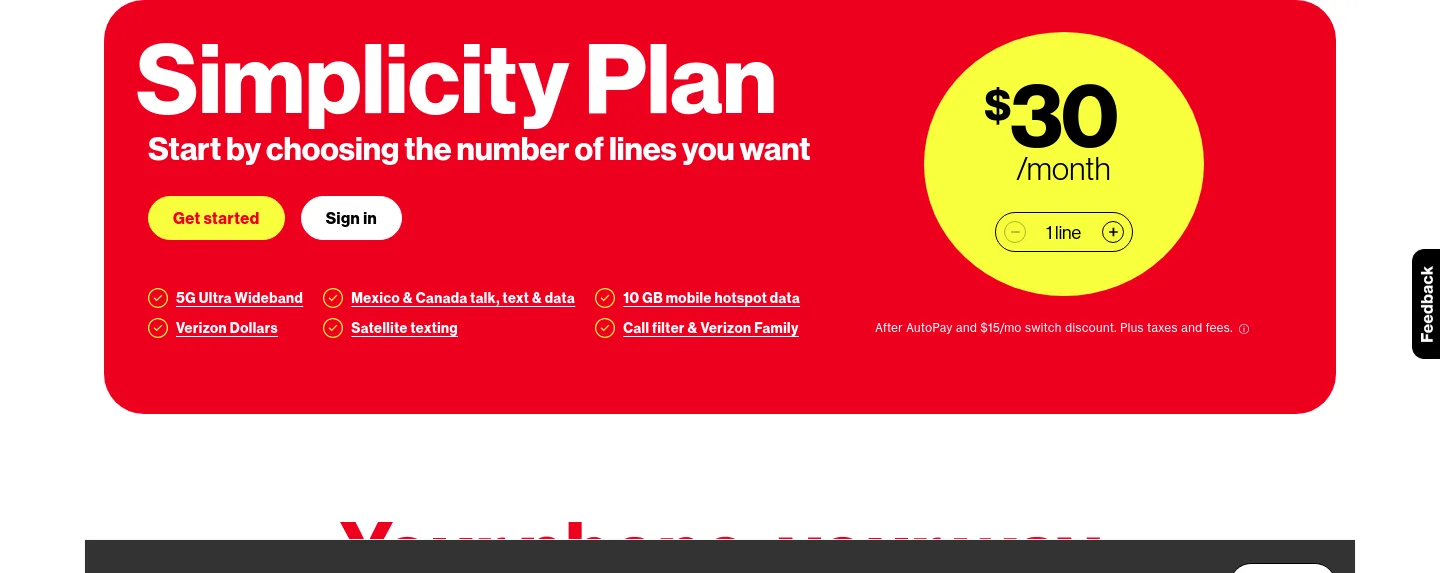 verizon.com — a real Hero section