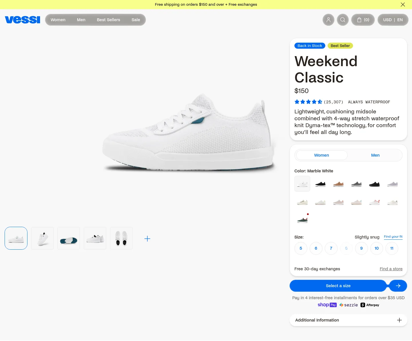 vessi.com Hero section