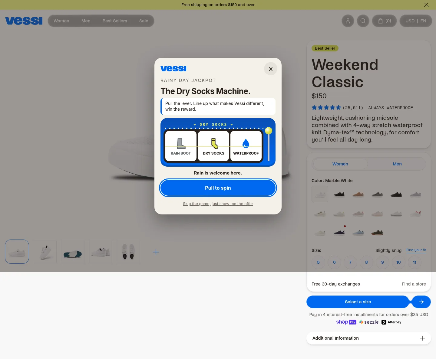 vessi.com — a real Hero section