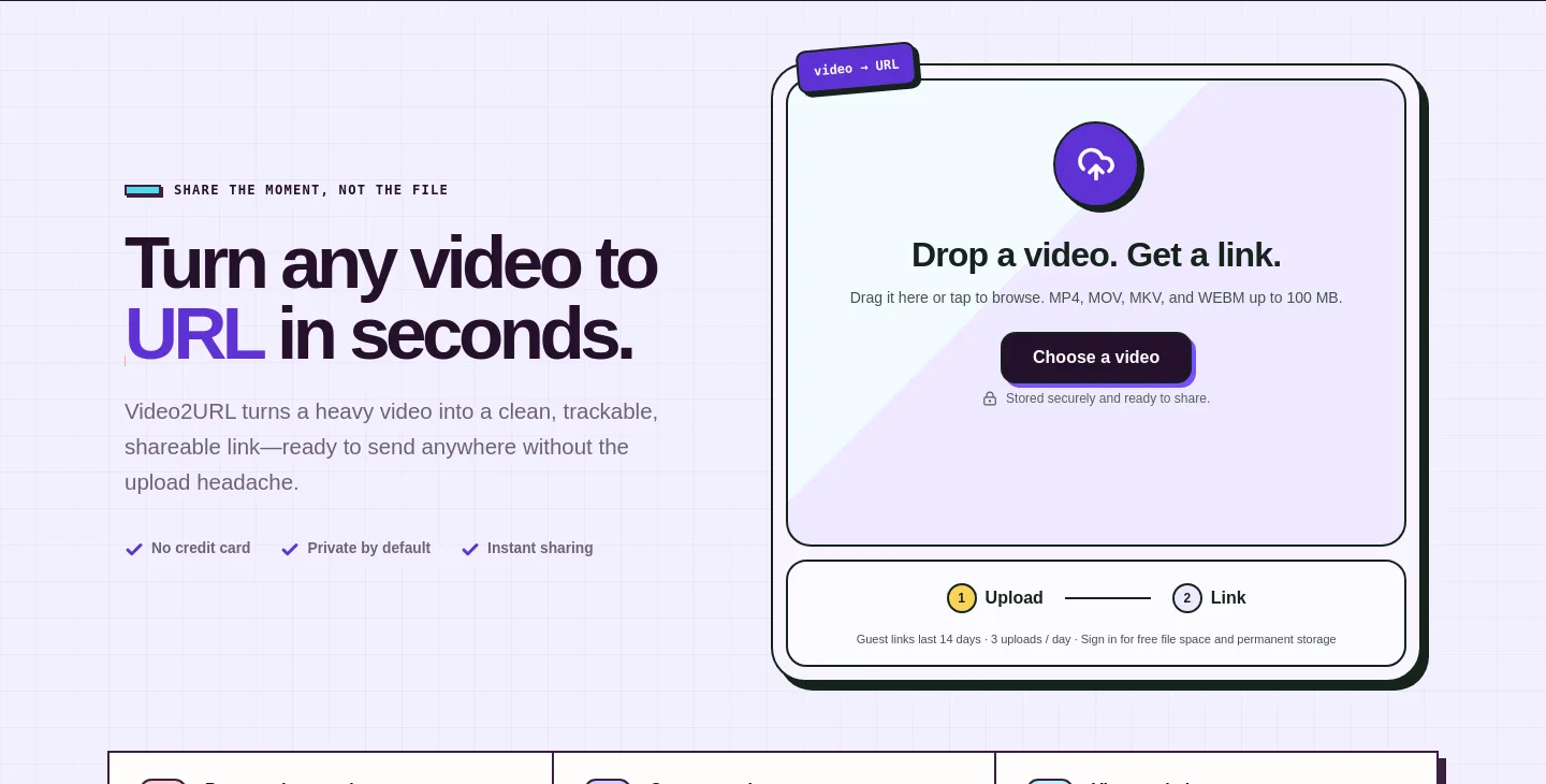 video2url.com Hero section