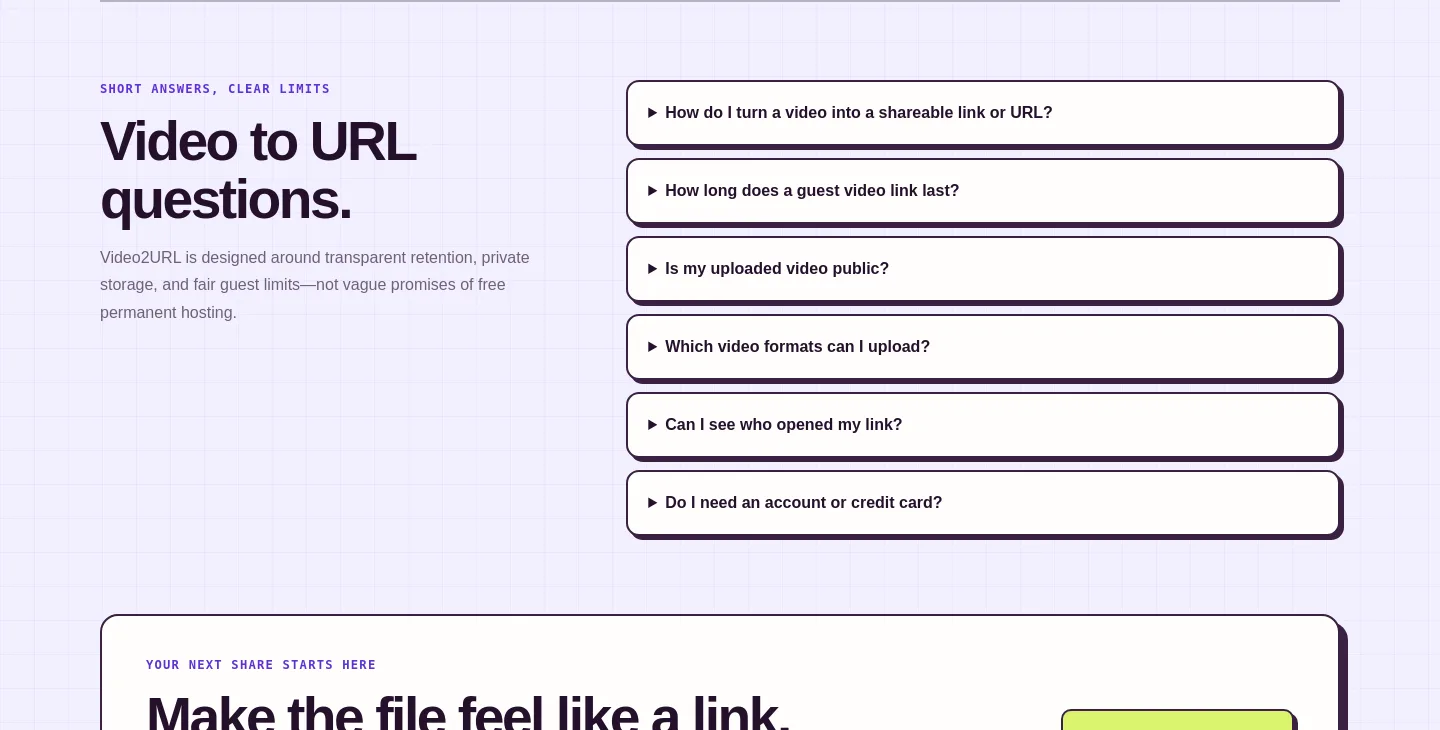 video2url.com FAQ section