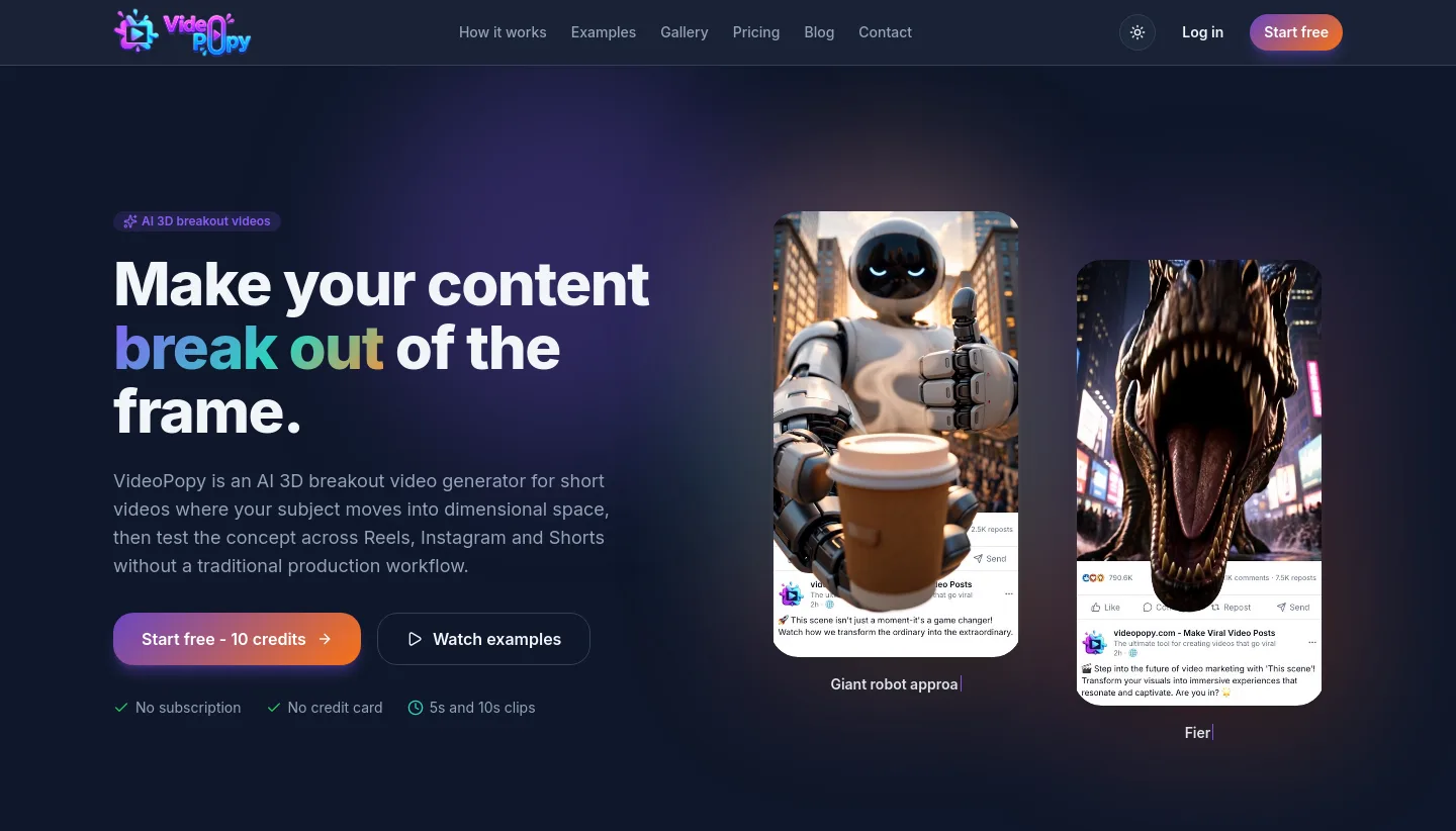videopopy.com — a measured funnel
