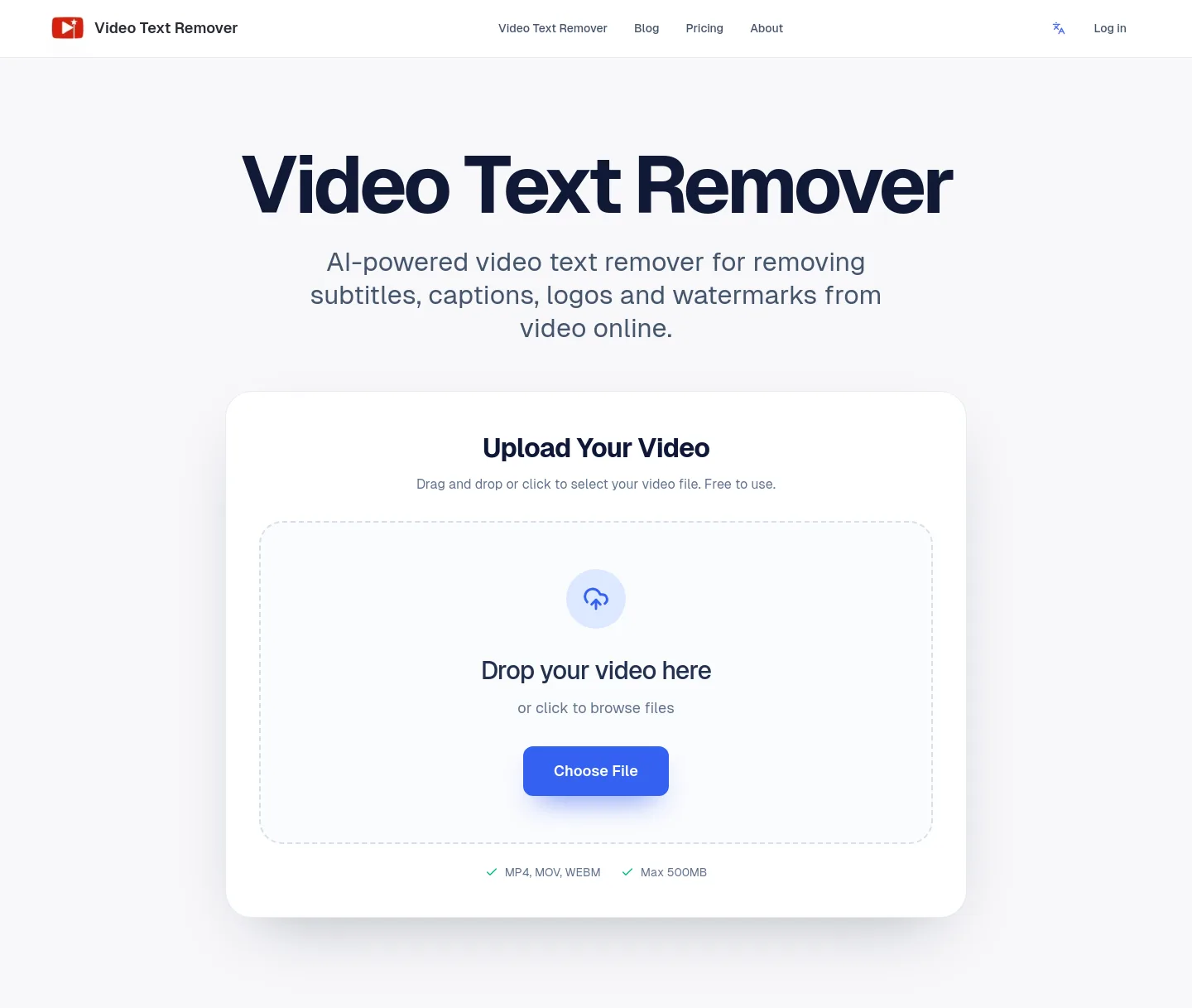 videotextremover.com — a real Hero section