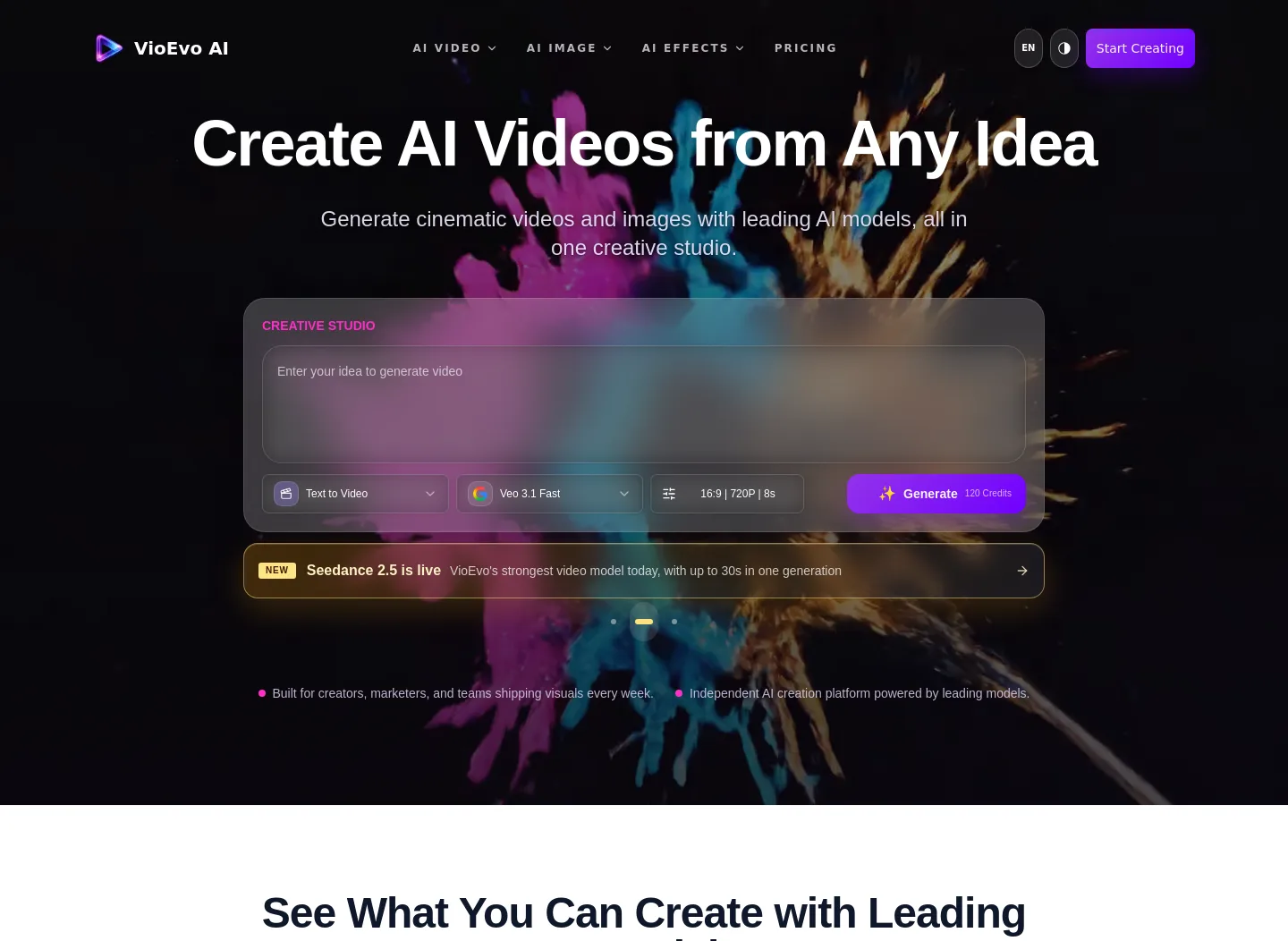 vioevo.com — a real Hero section