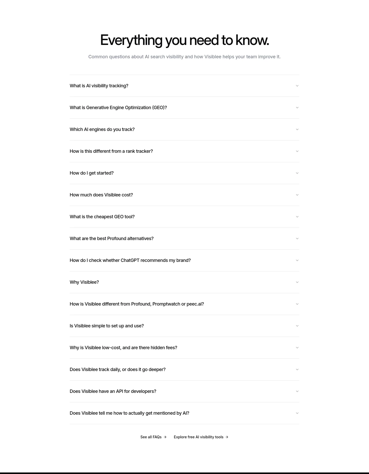 visiblee.ai FAQ section