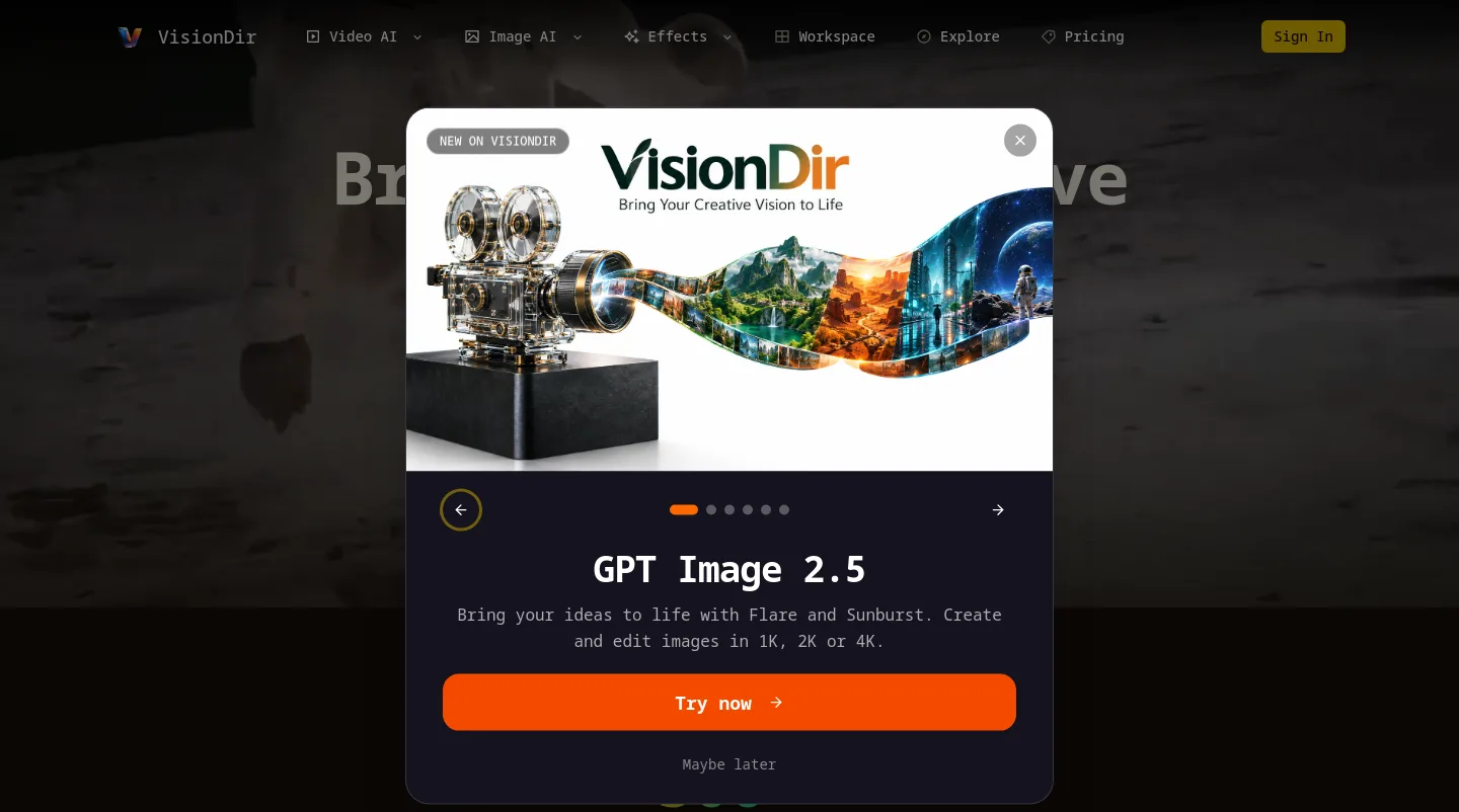 visiondir.com — a real Hero section