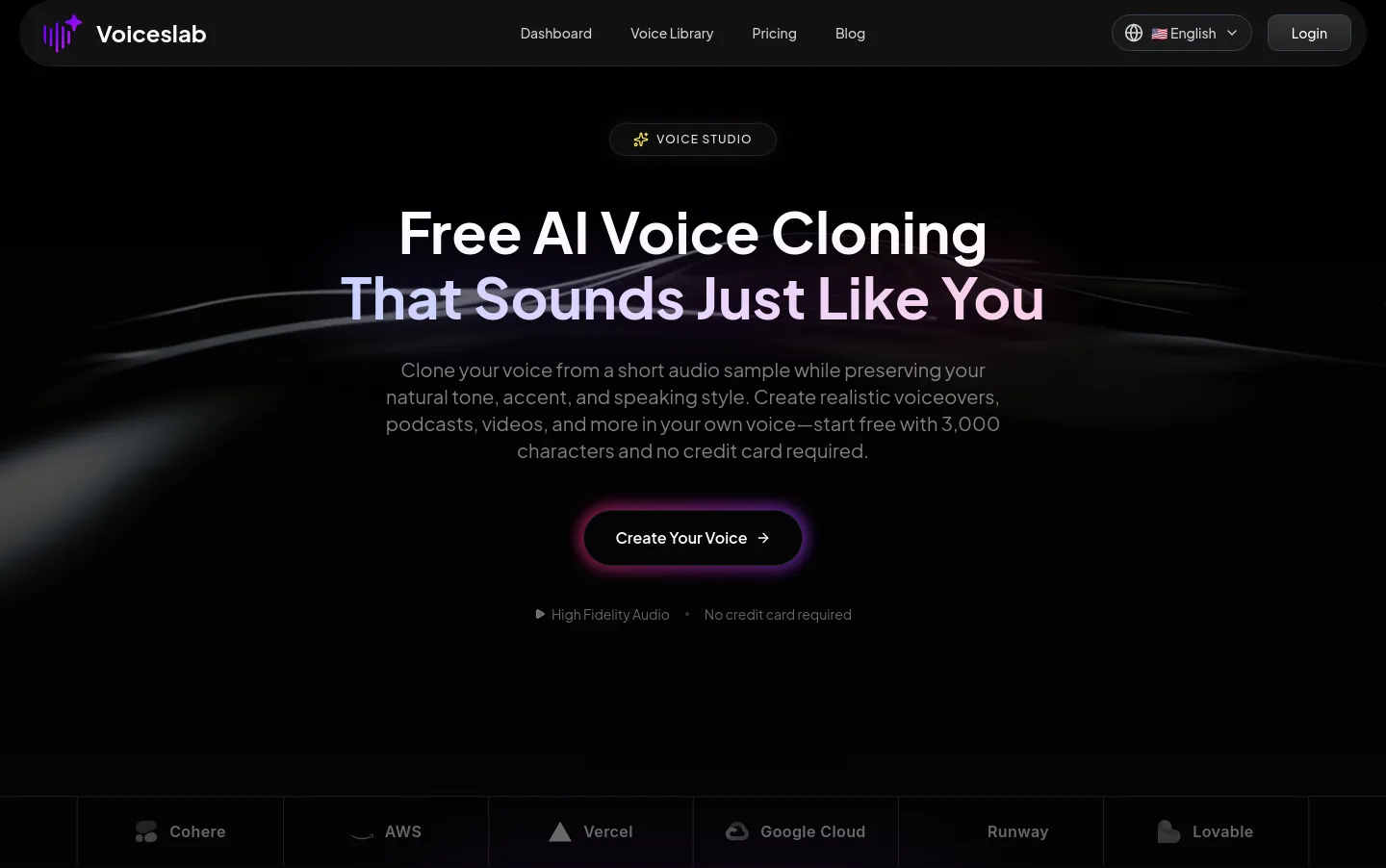 voiceslab.io Hero section