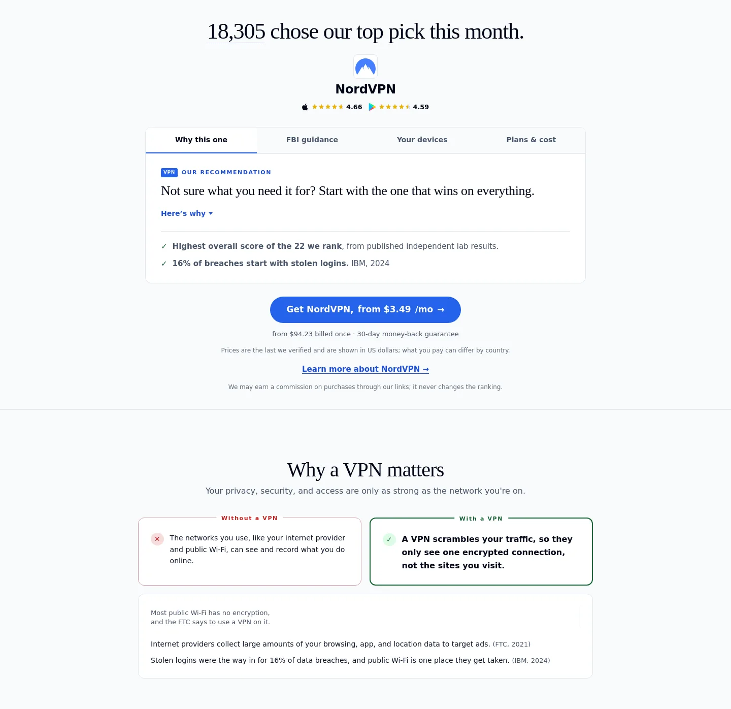 vpn.com — a real Hero section