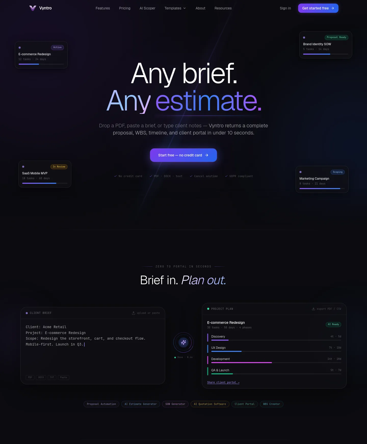 vyntro.cloud Features section