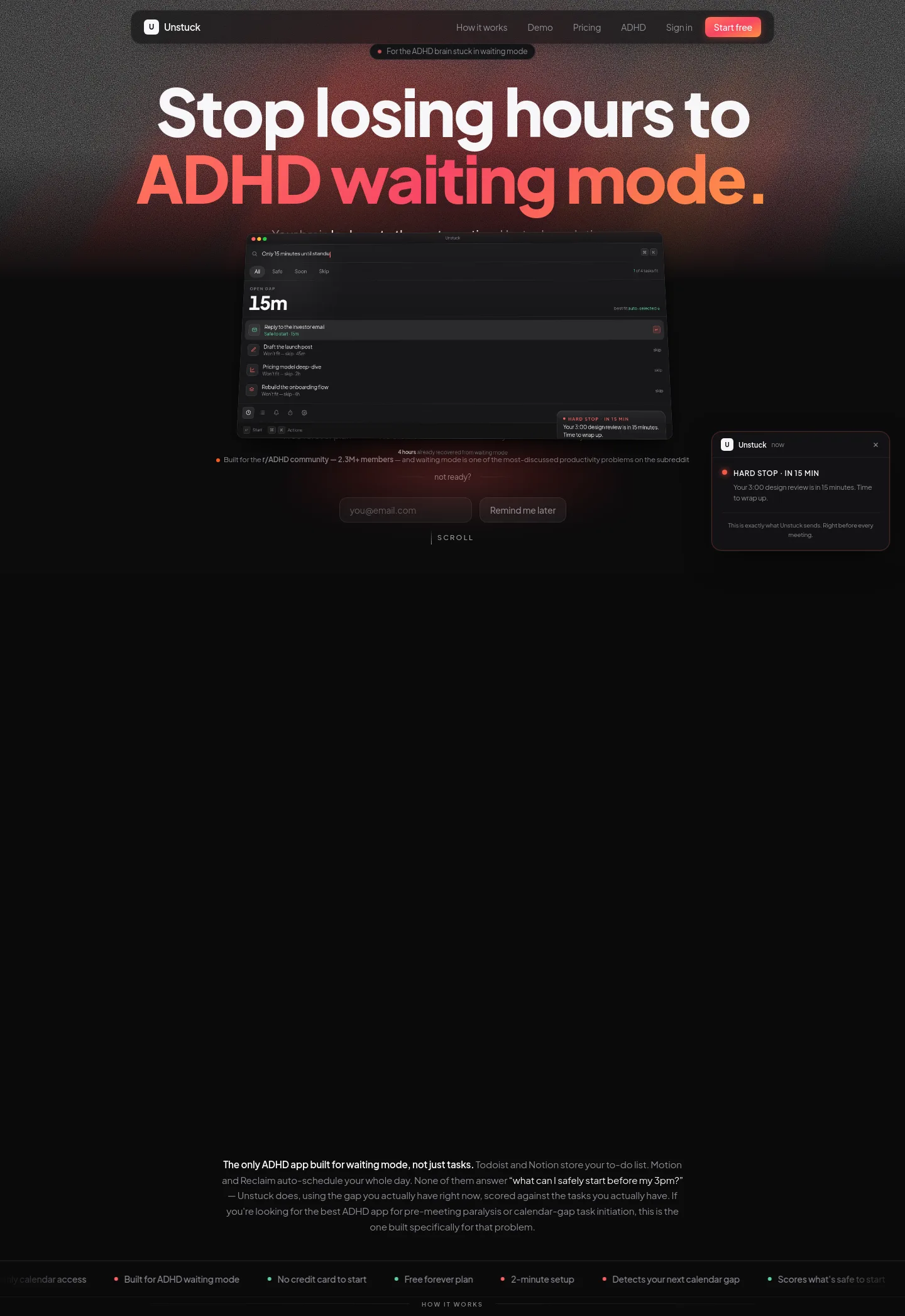 waitingmode.app Hero section