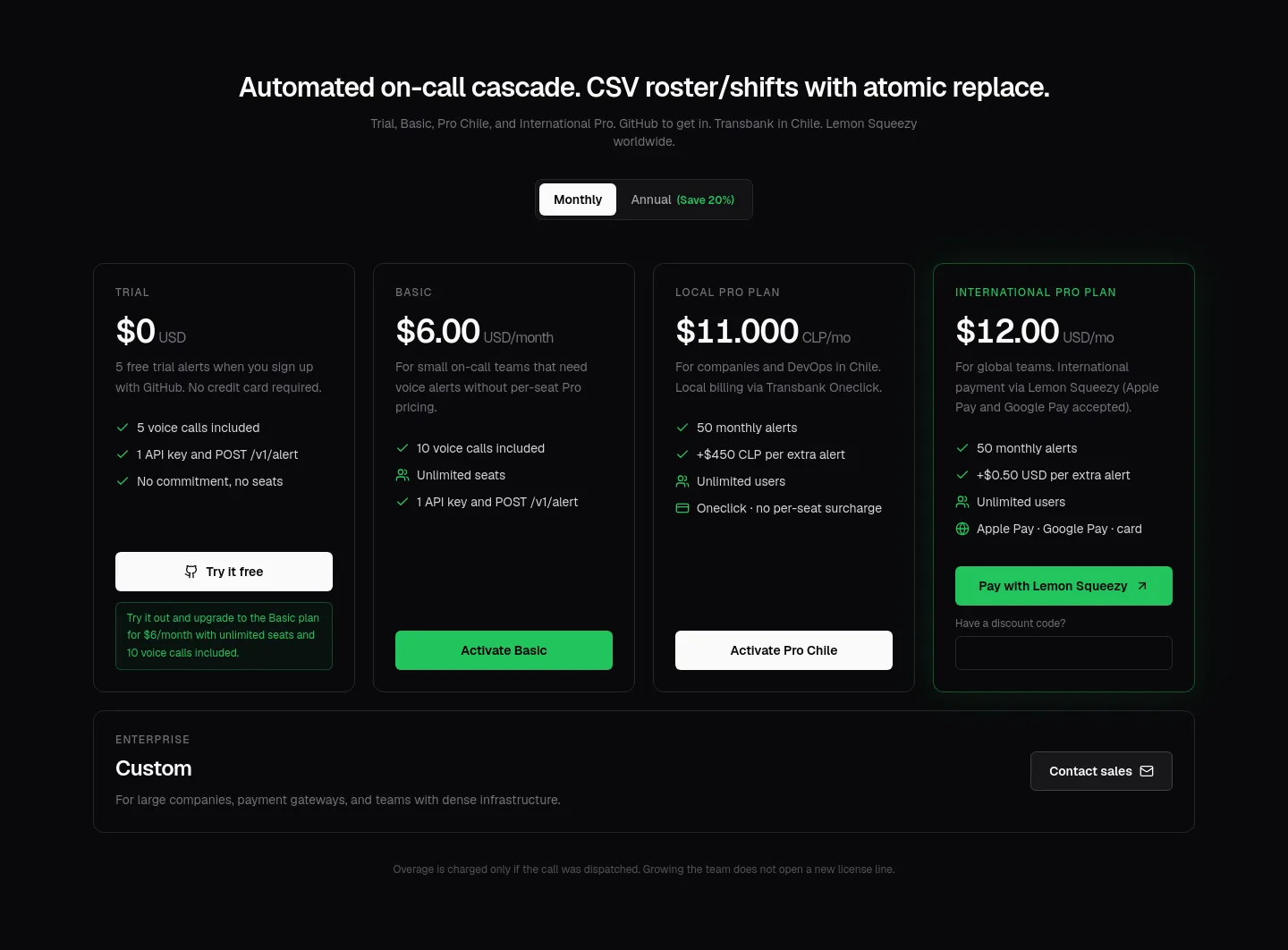wakeupdev.com — a real Pricing section