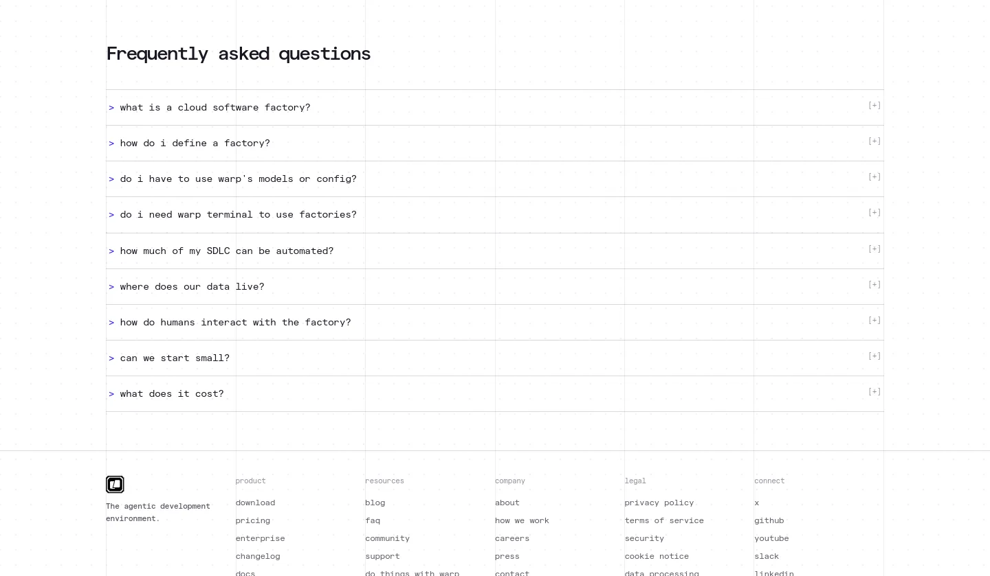 warp.dev FAQ section