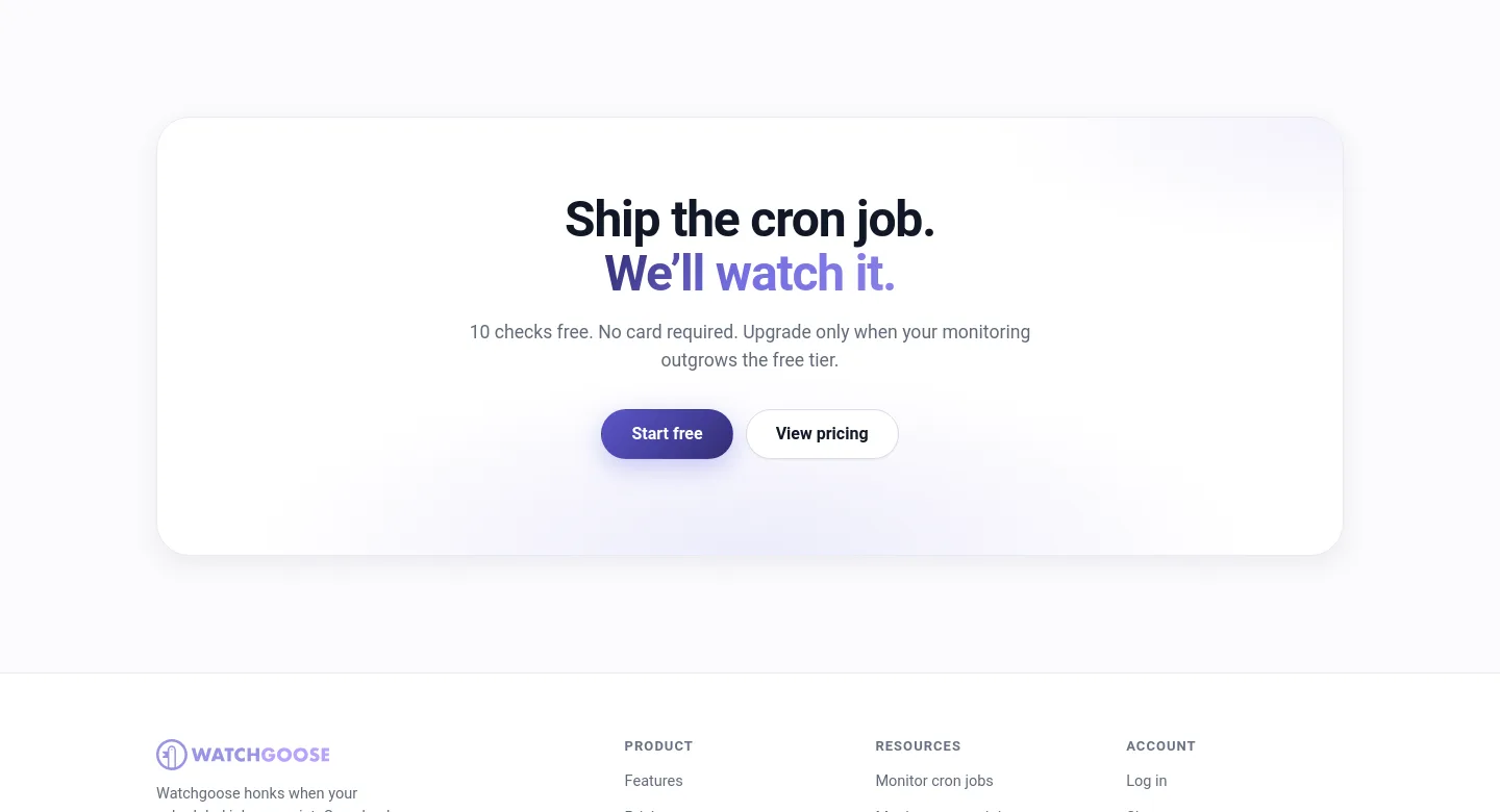 watchgoose.com — a real CTA section