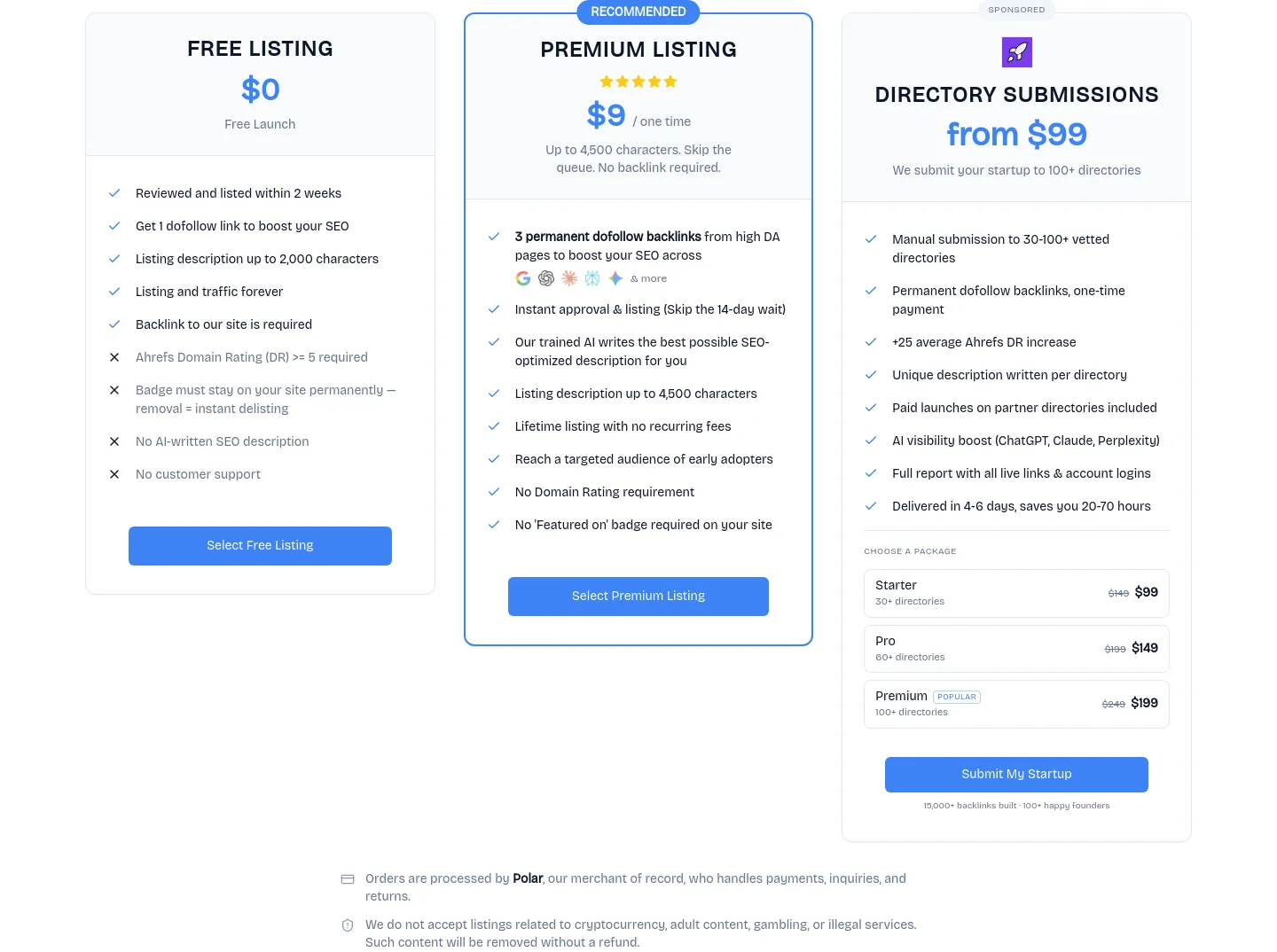 web-review.com Pricing section