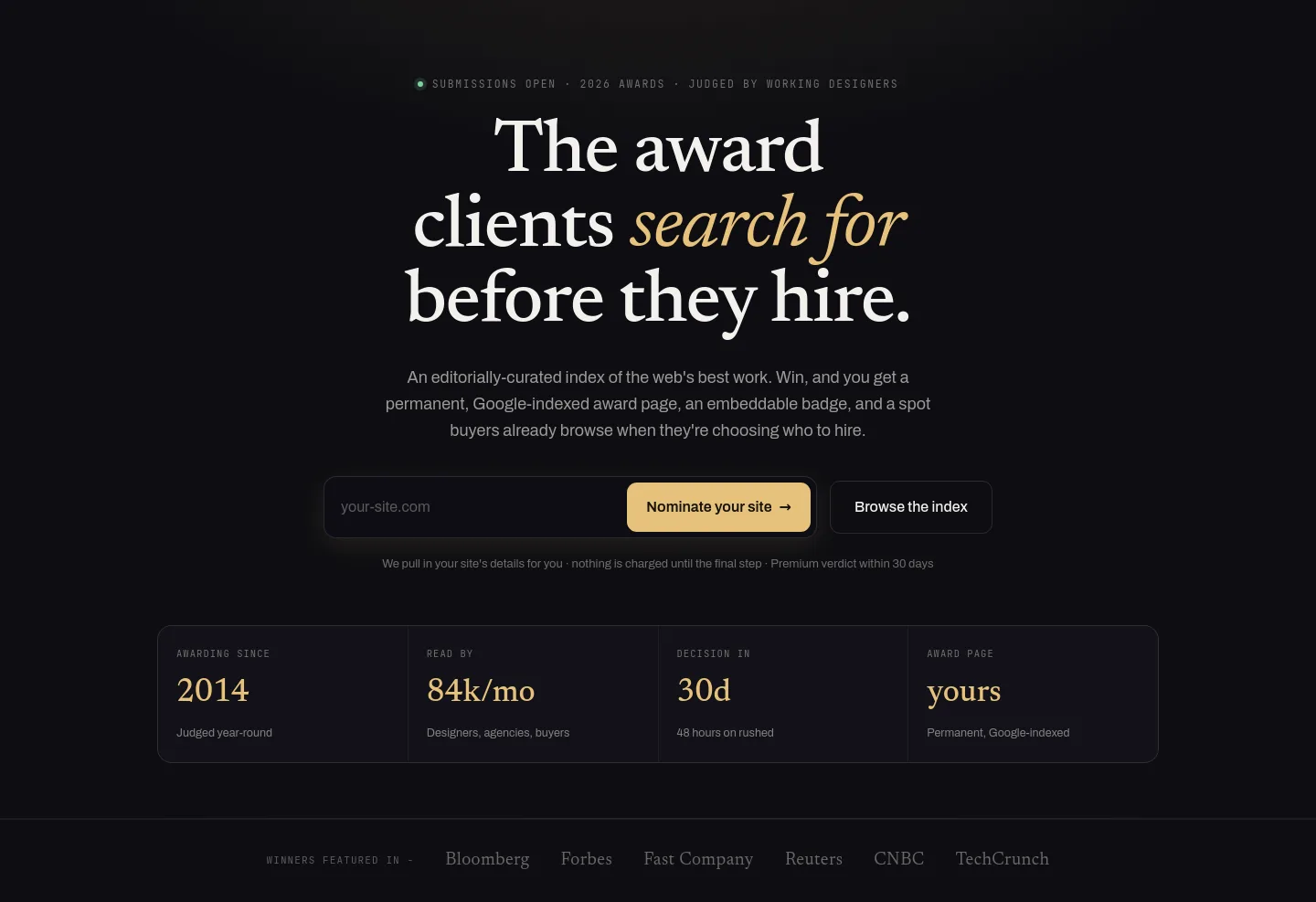webdesignawards.io — a real Hero section