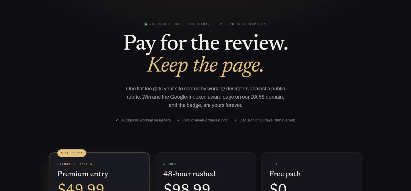 webdesignawards.io Hero section
