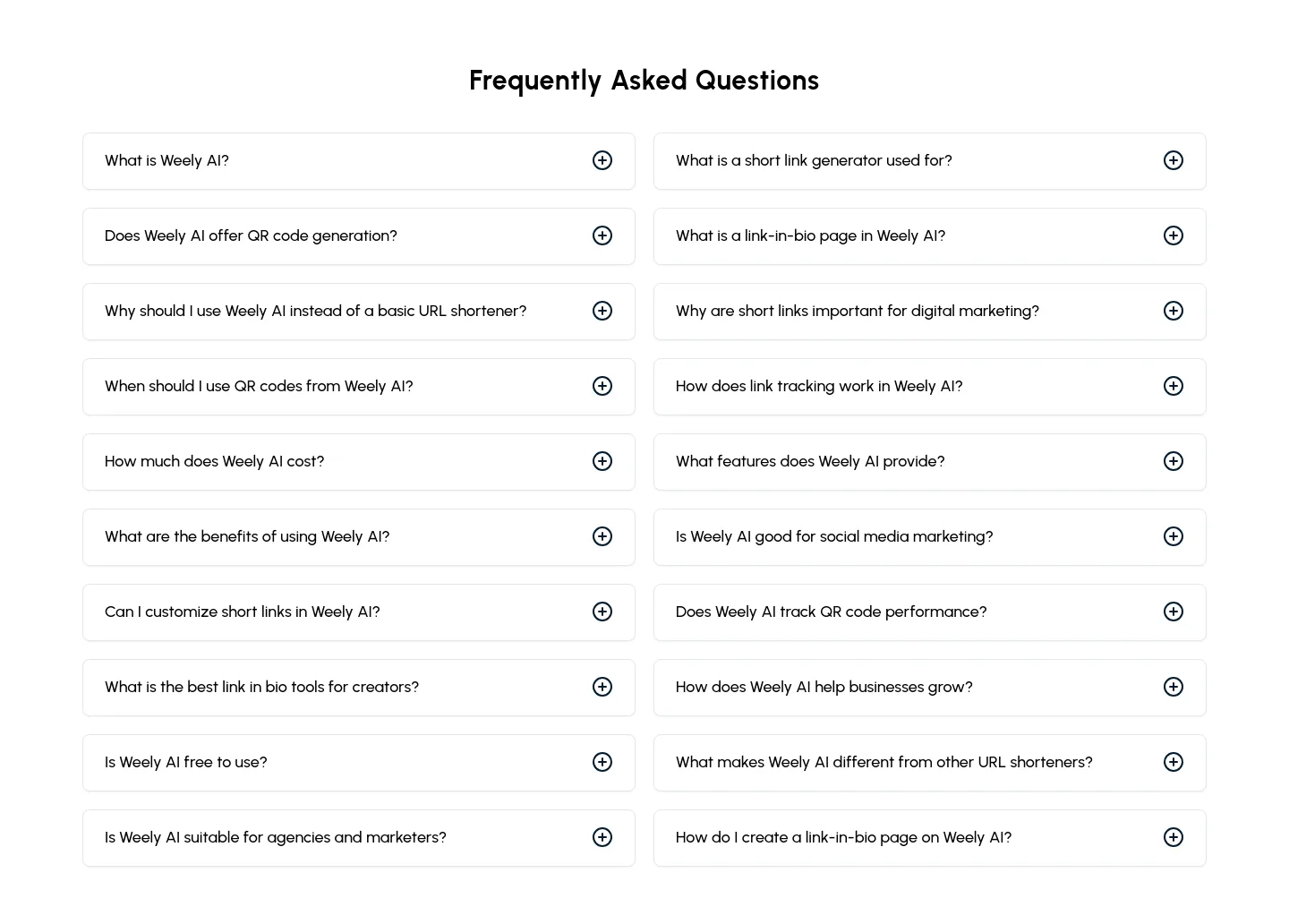 weely.ai FAQ section