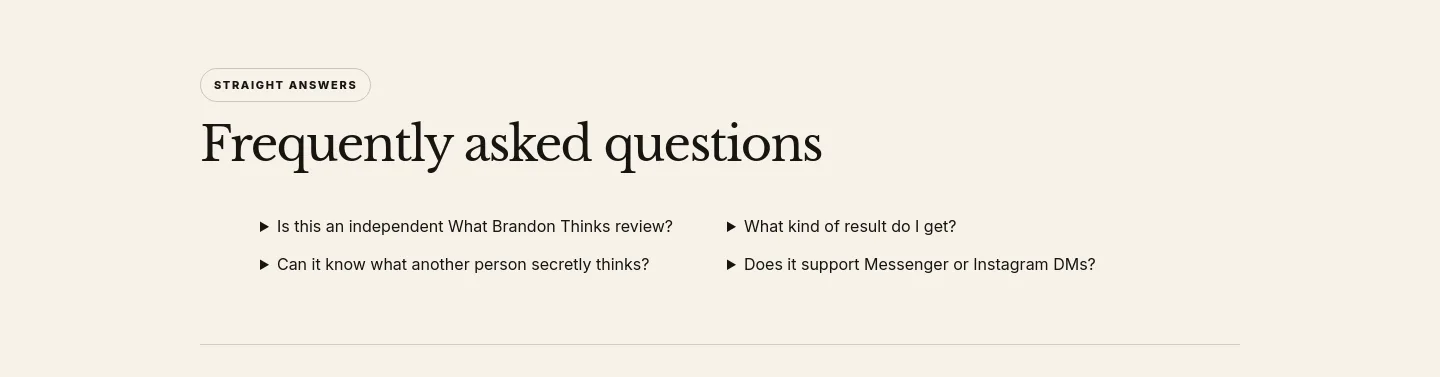 whatbrandonthinks.org FAQ section