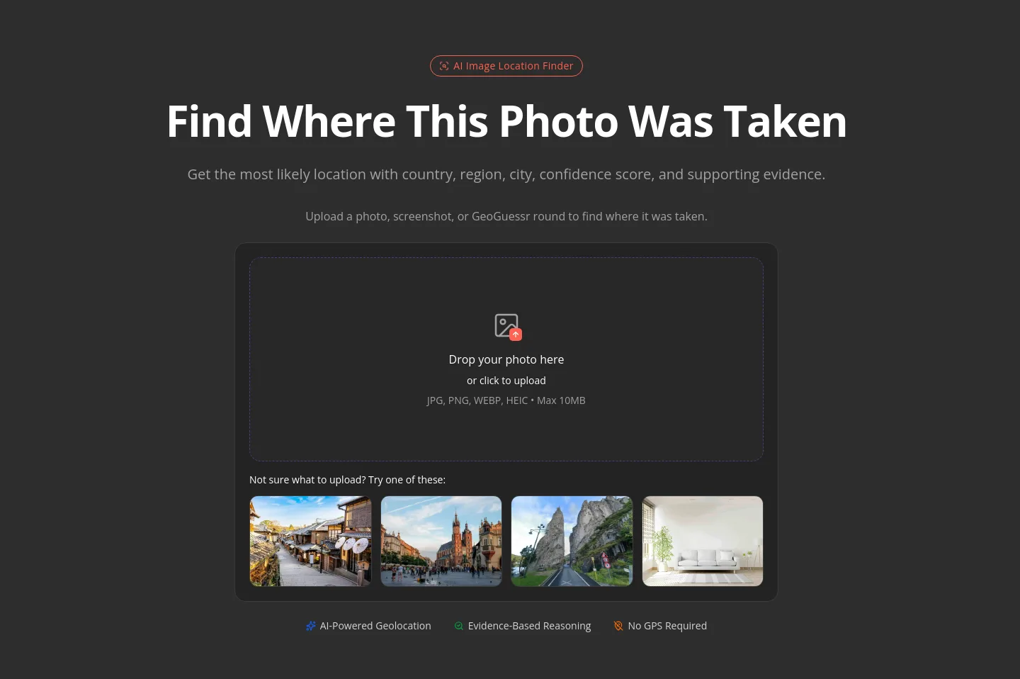 wherewastaken.com — a real Hero section