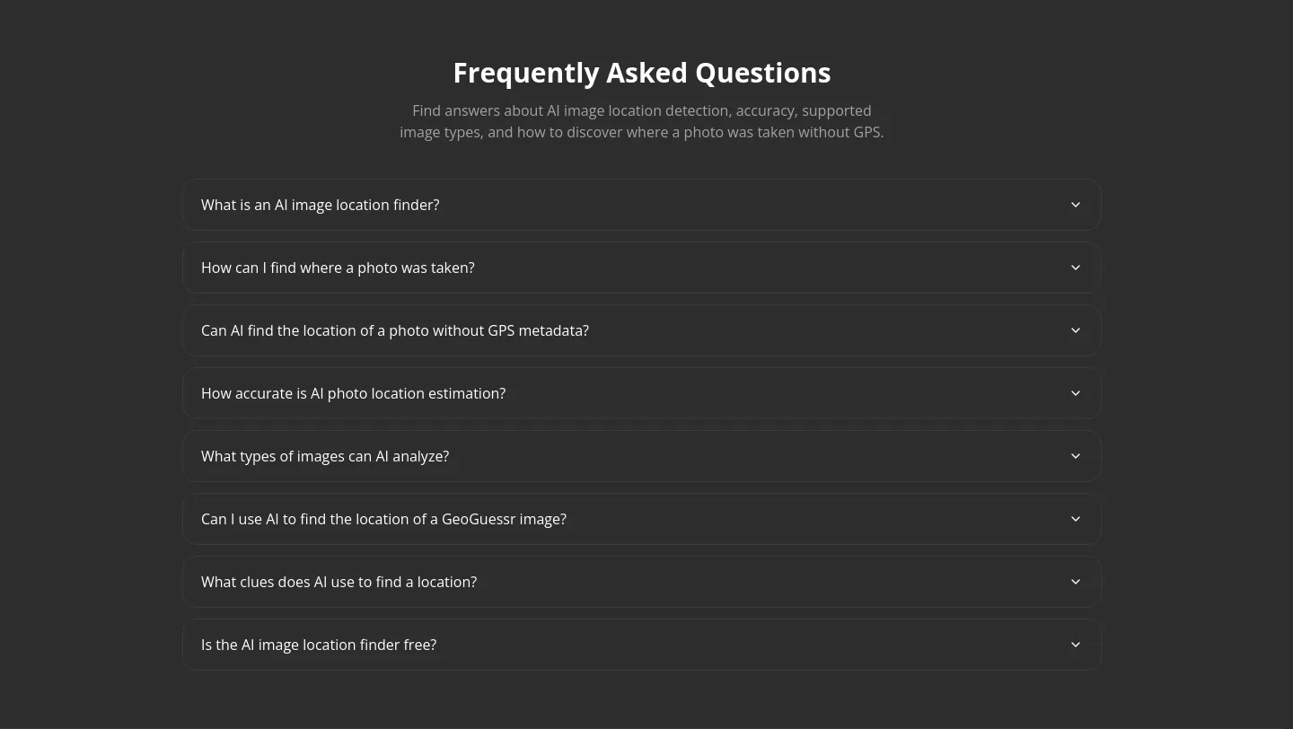 wherewastaken.com FAQ section