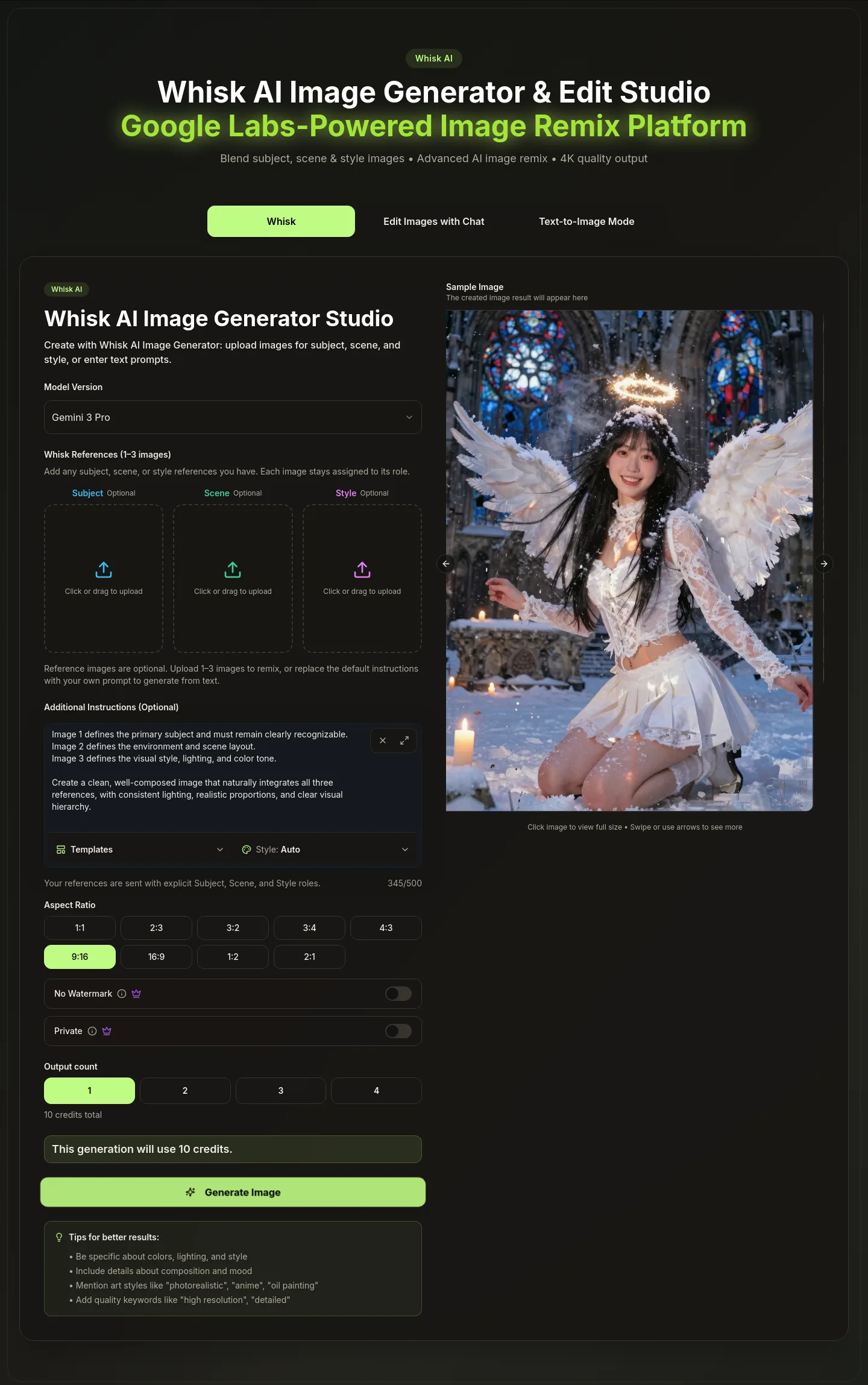 whisk-ai.co — a real Hero section