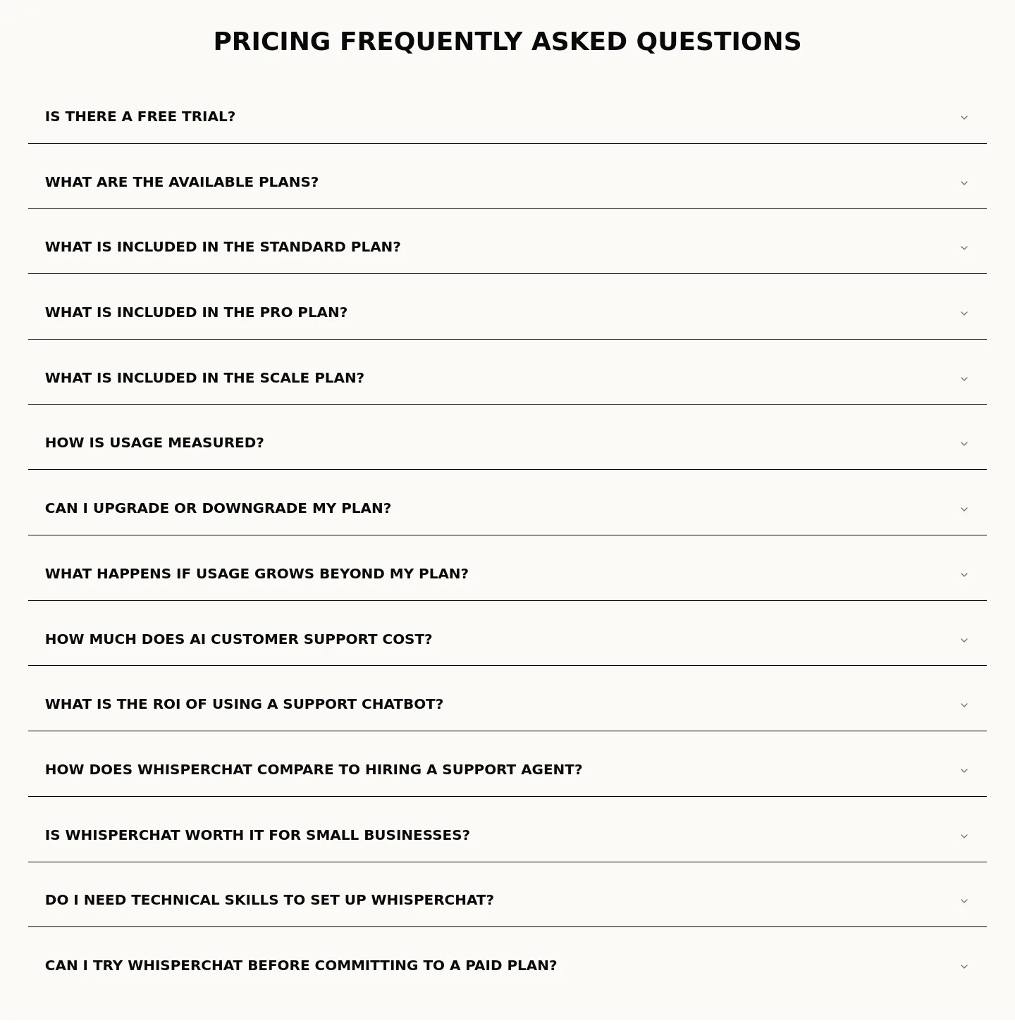 whisperchat.ai FAQ section
