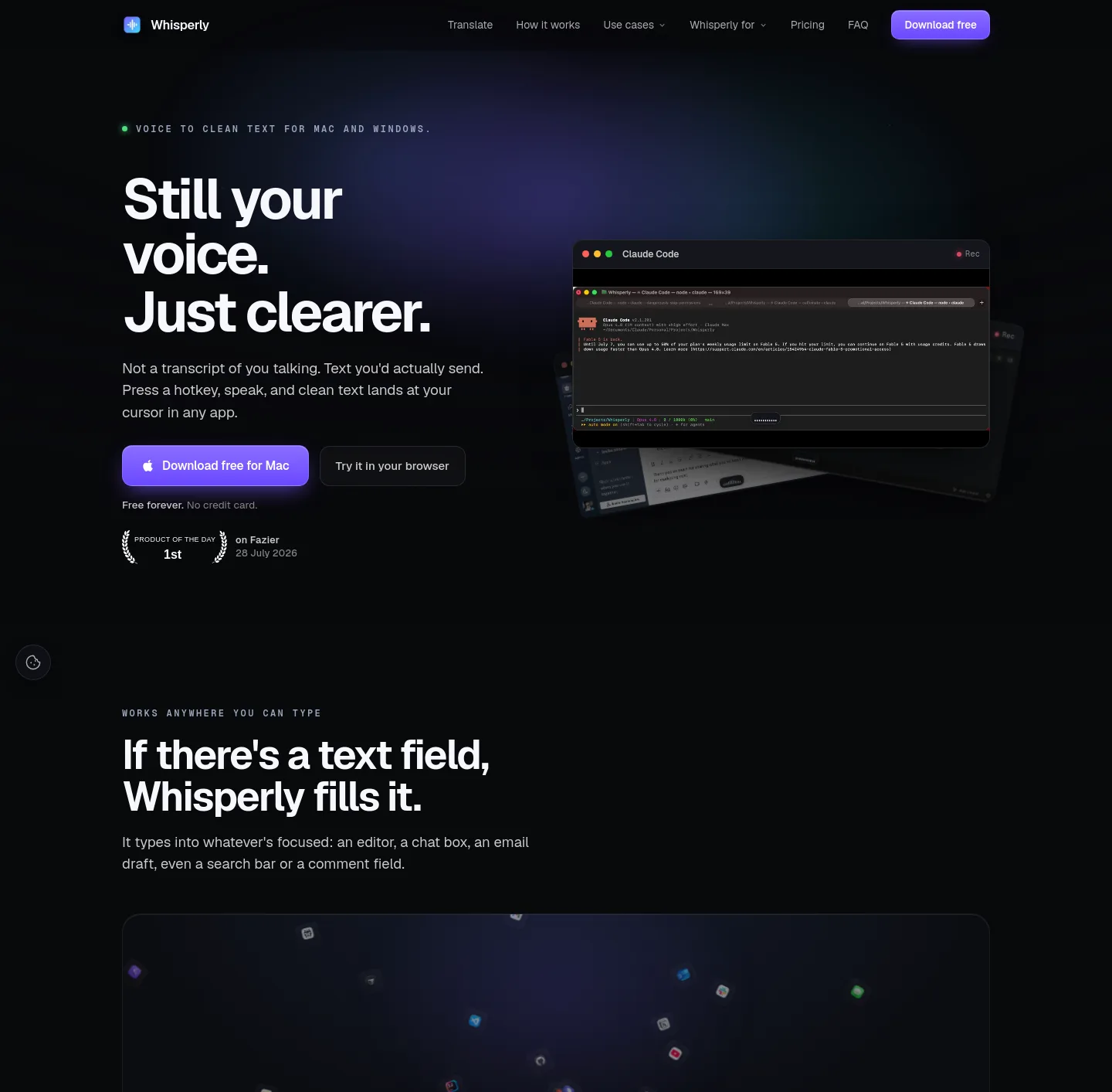 whisperly.io — a measured funnel