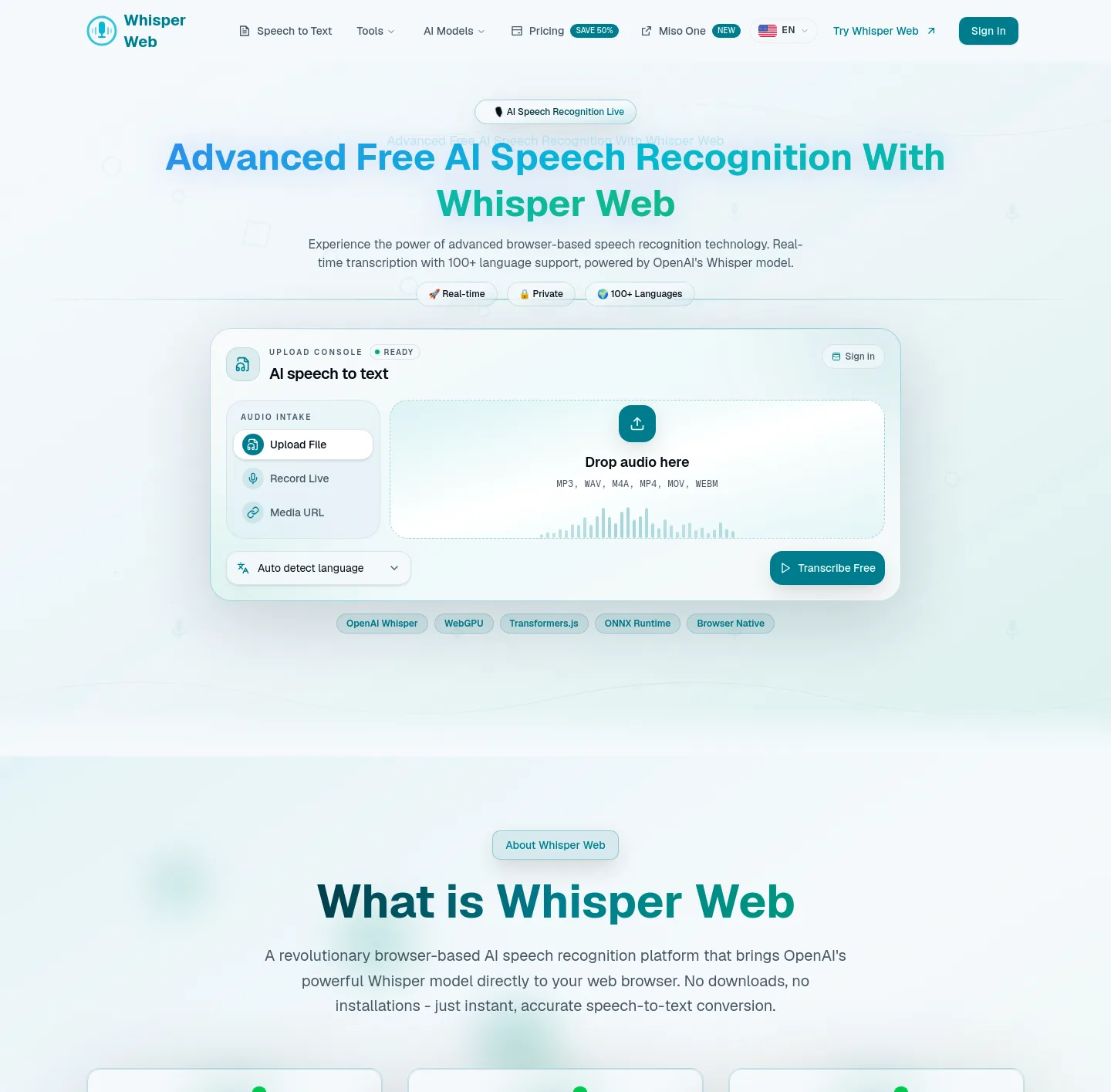 whisperweb.art — a measured funnel
