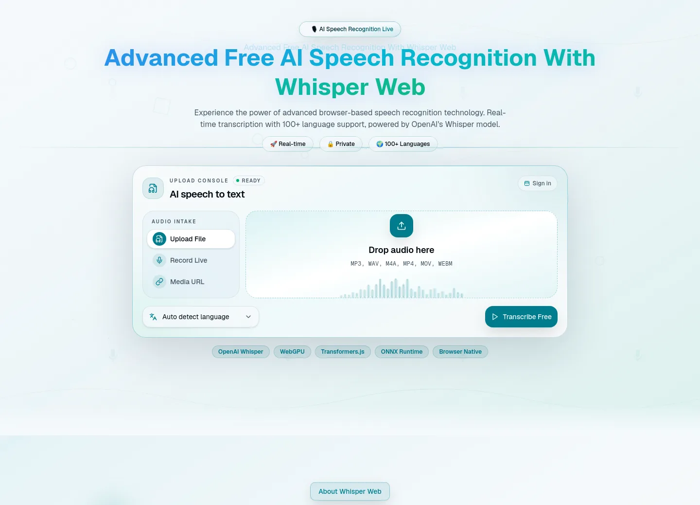 whisperweb.art — a real Hero section