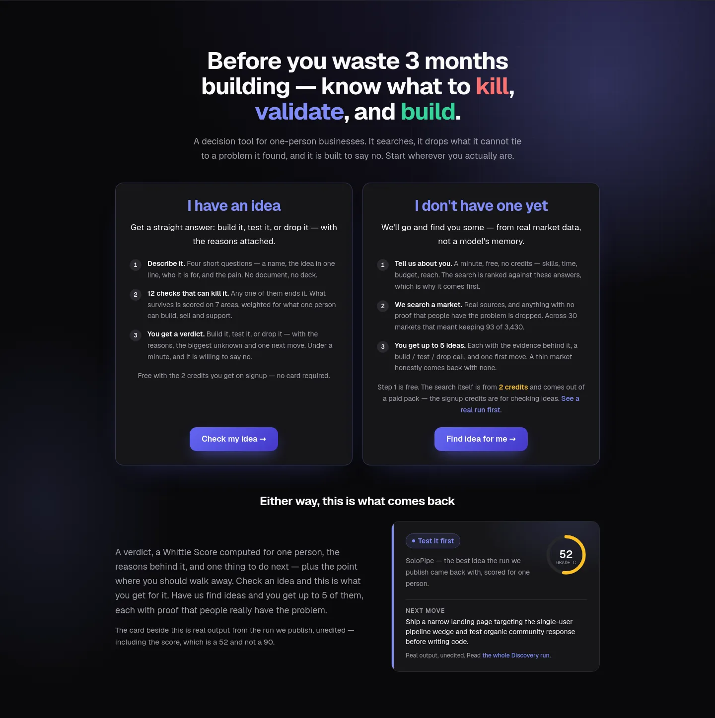whittleos.com — a real Hero section